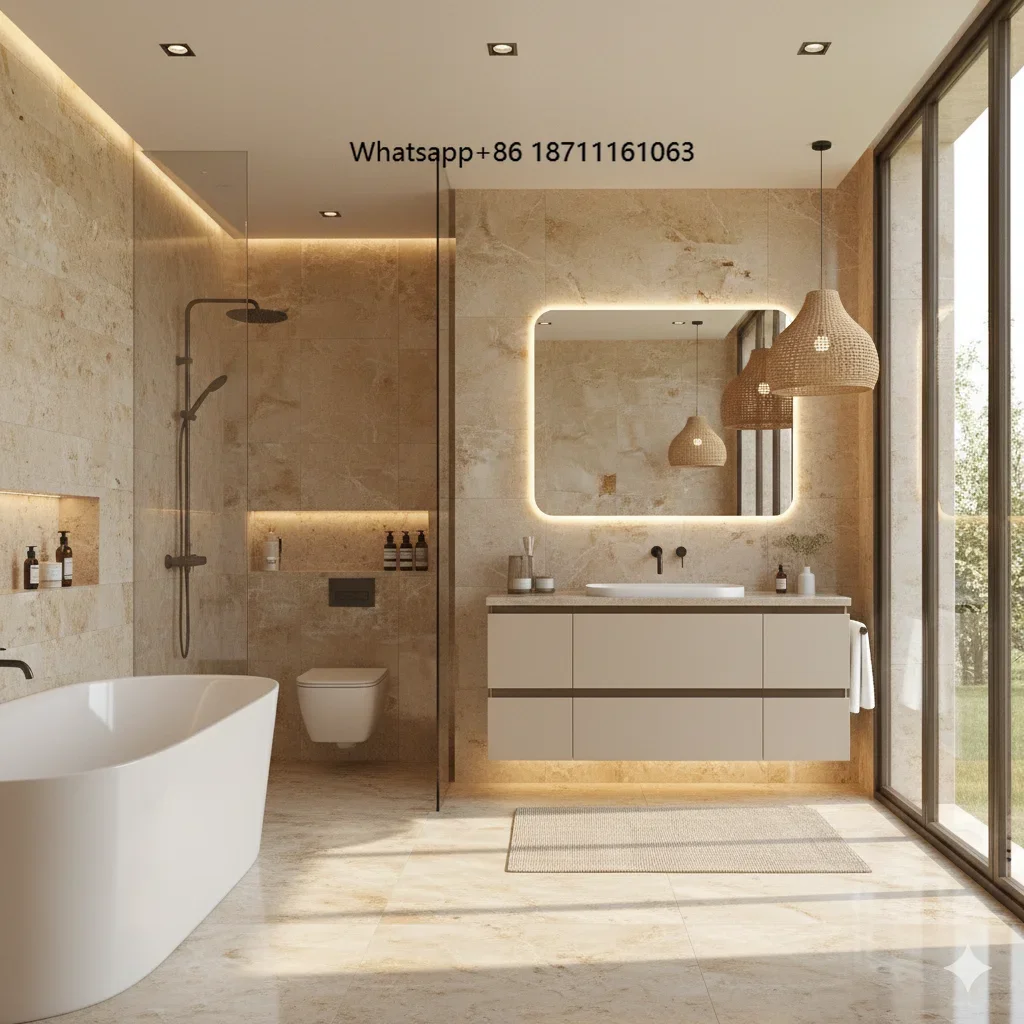 Modern Stone Bathroom Vanity Waterproof Bathroom Floating Sink Cabinet Travertine Bathroom Vanities With Sink Small
