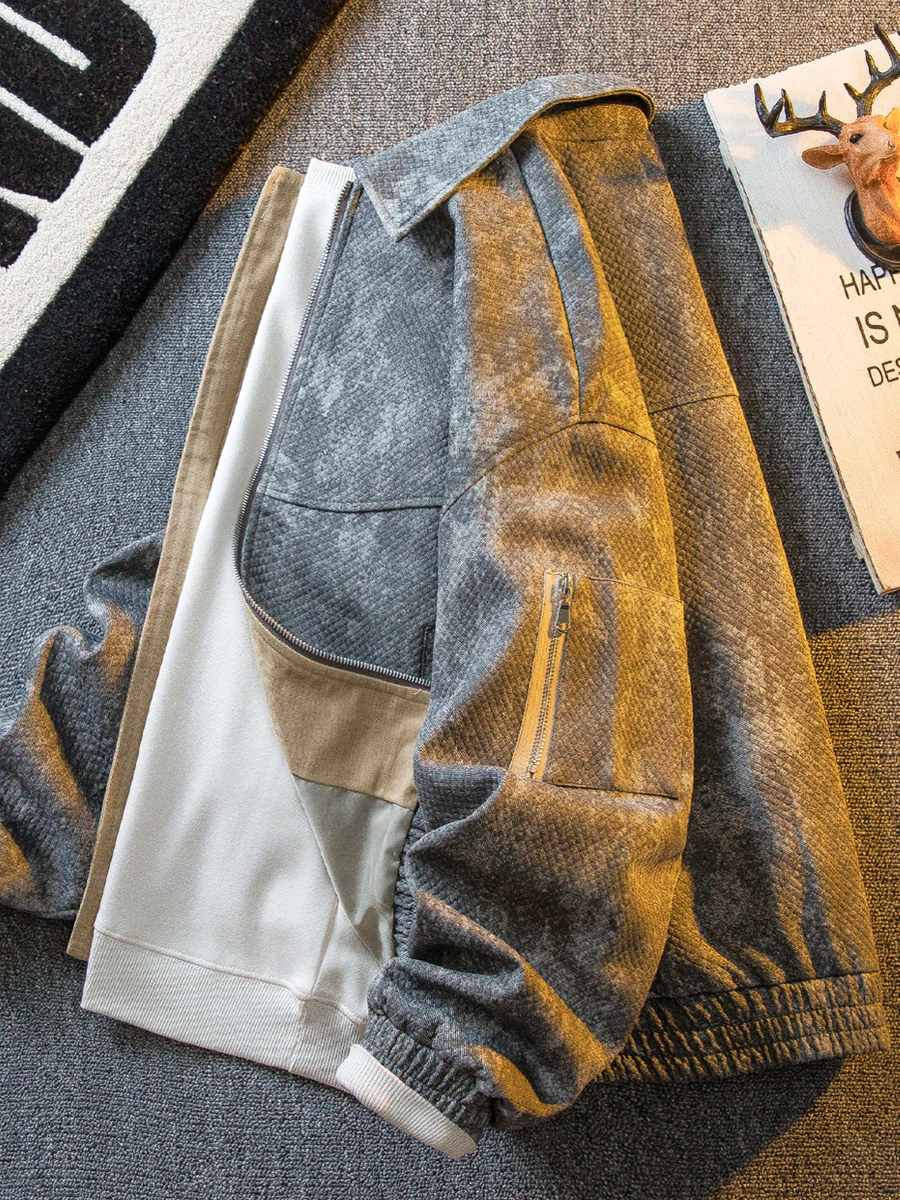 

Мужская бейсбольная майка в стиле ретро в американском стиле, весенне-осенняя модная рабочая одежда, куртка-пилот, изношенная верхняя одежда с воротником