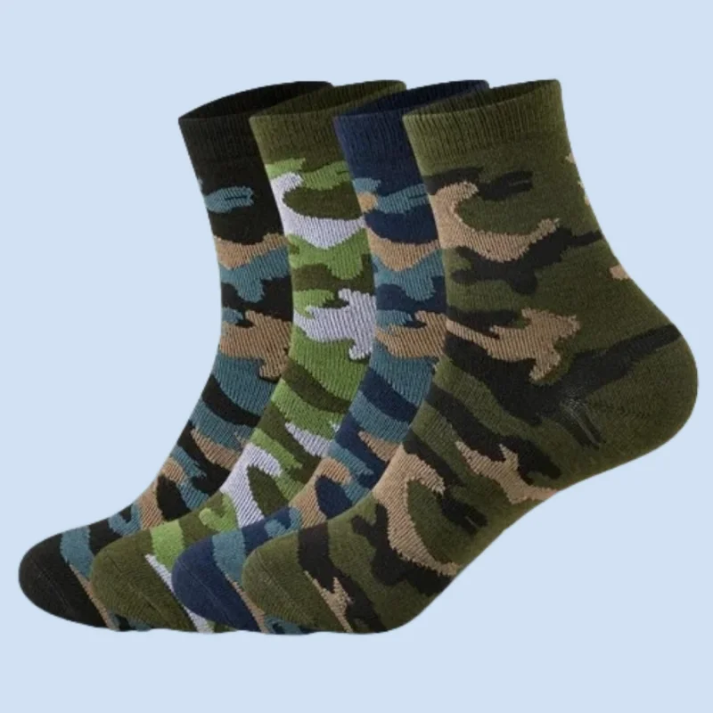 6/12 Pairs Short Socks Casual Comfortable Breathable High Quality Spring And Autumn Men's Camouflage Army Green Mid-tube Socks