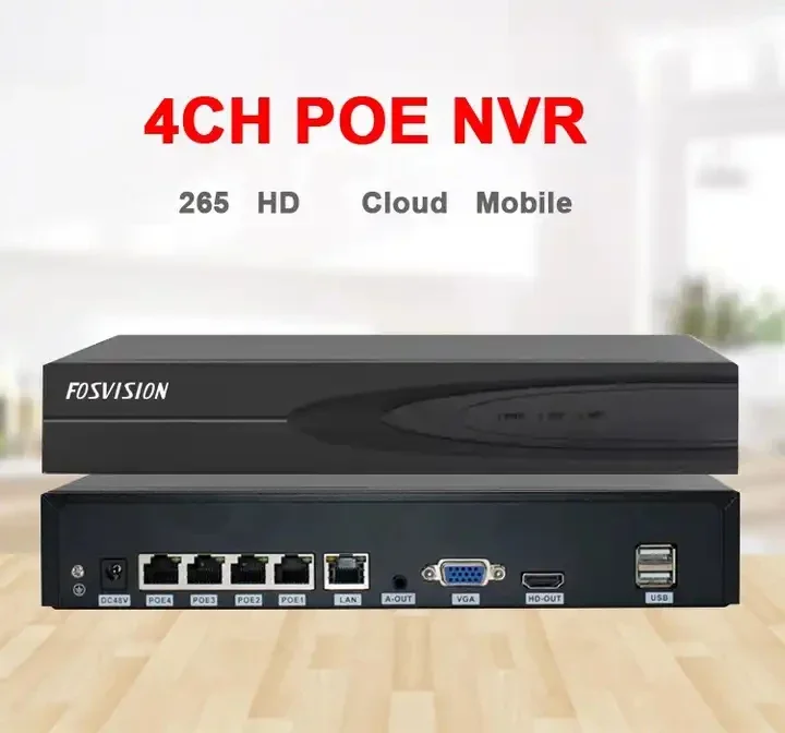 Fosvision Surveillance 5mp Ip Poe Systeem 4ch 8ch Poe Nvr Kit Set 4 8 Kanaals Sensor De Movimento