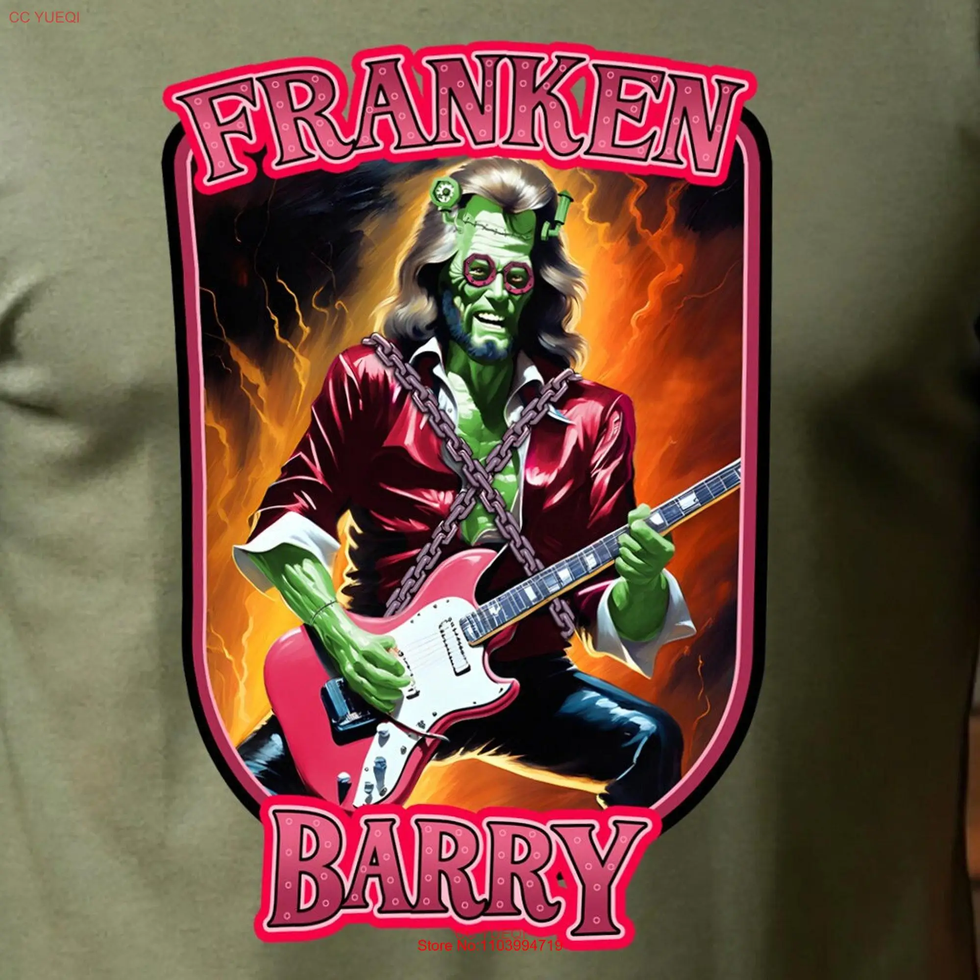 Barry Gibb Franken T Shirt Frankenstein Mashup Mens Ladies Gothic Dark Humor Halloween tee Bee Gees long or short sleeves