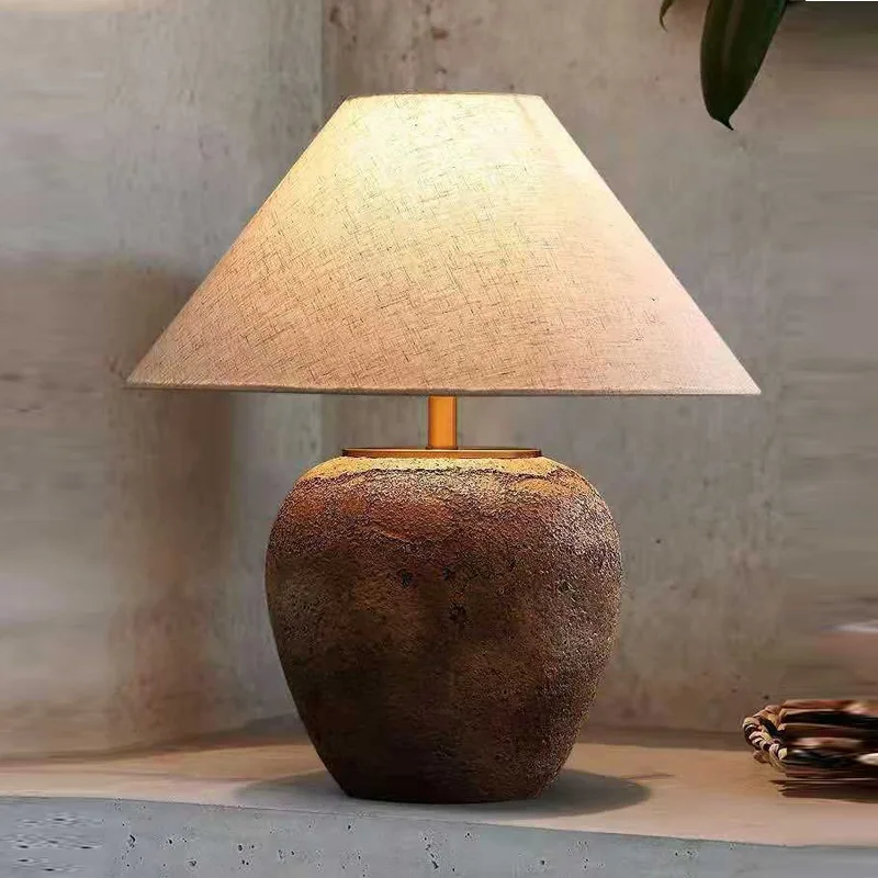 TYLA Chinese Table Lamps LED Creative Retro Ceramic Pot Desk Light for Home Living Room Hotel Club Ornament Decor