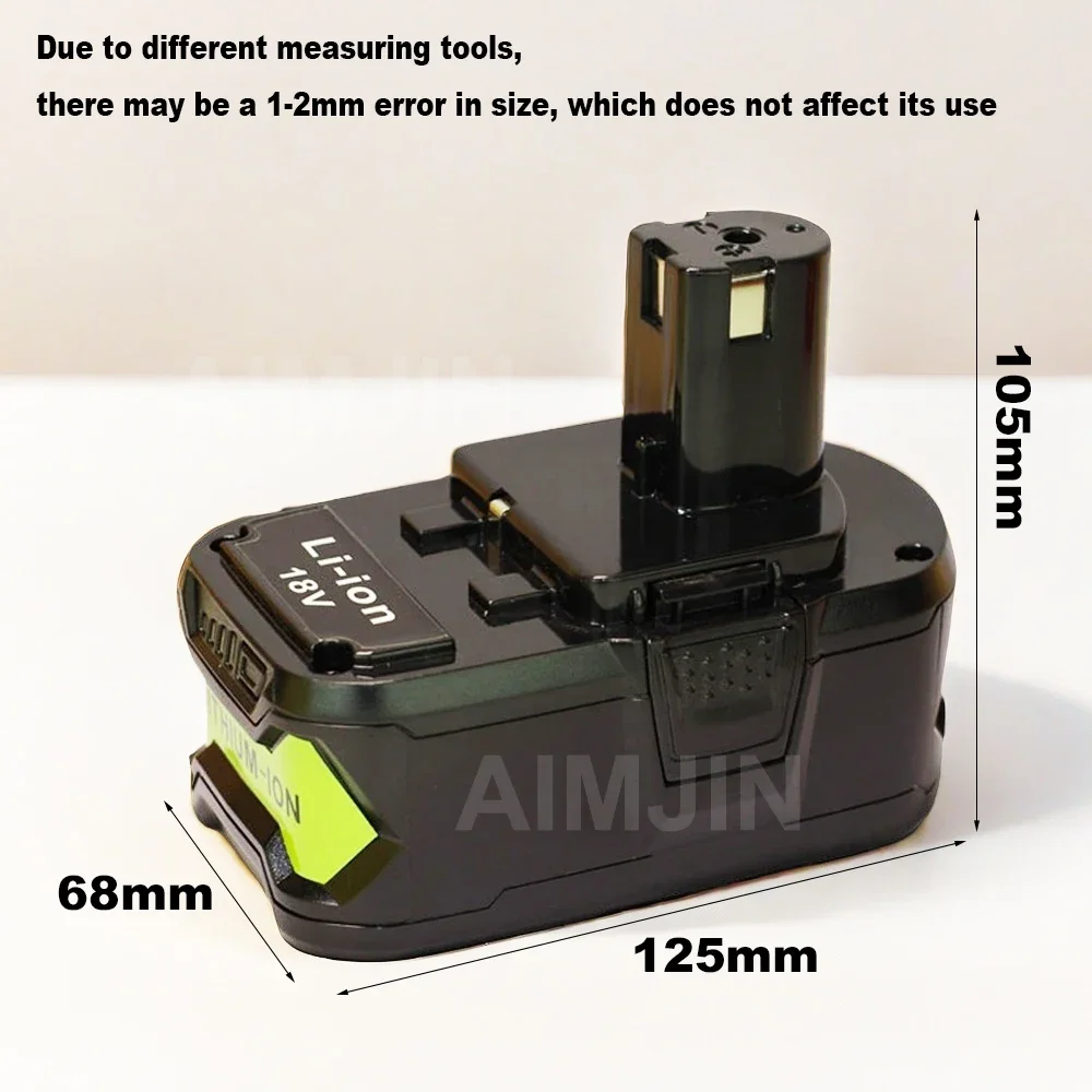 6Ah For RYOBI P108 18V  Battery 18 Volt Lithium-Ion Power Tools P104 P107 RB18L50 RB18L20 P108