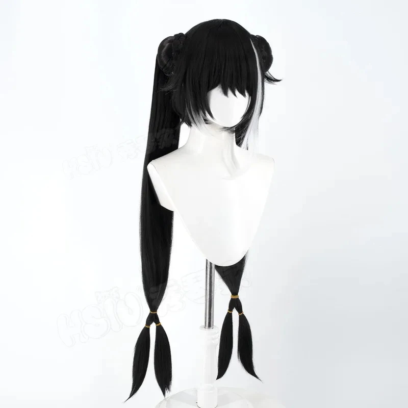ABC123Anime Game Limbus Company Jia Xichun Cosplay Wig Black-white Long Ponytail Women Halloween Party Role Play Props5,j'8.k/4\ view 4