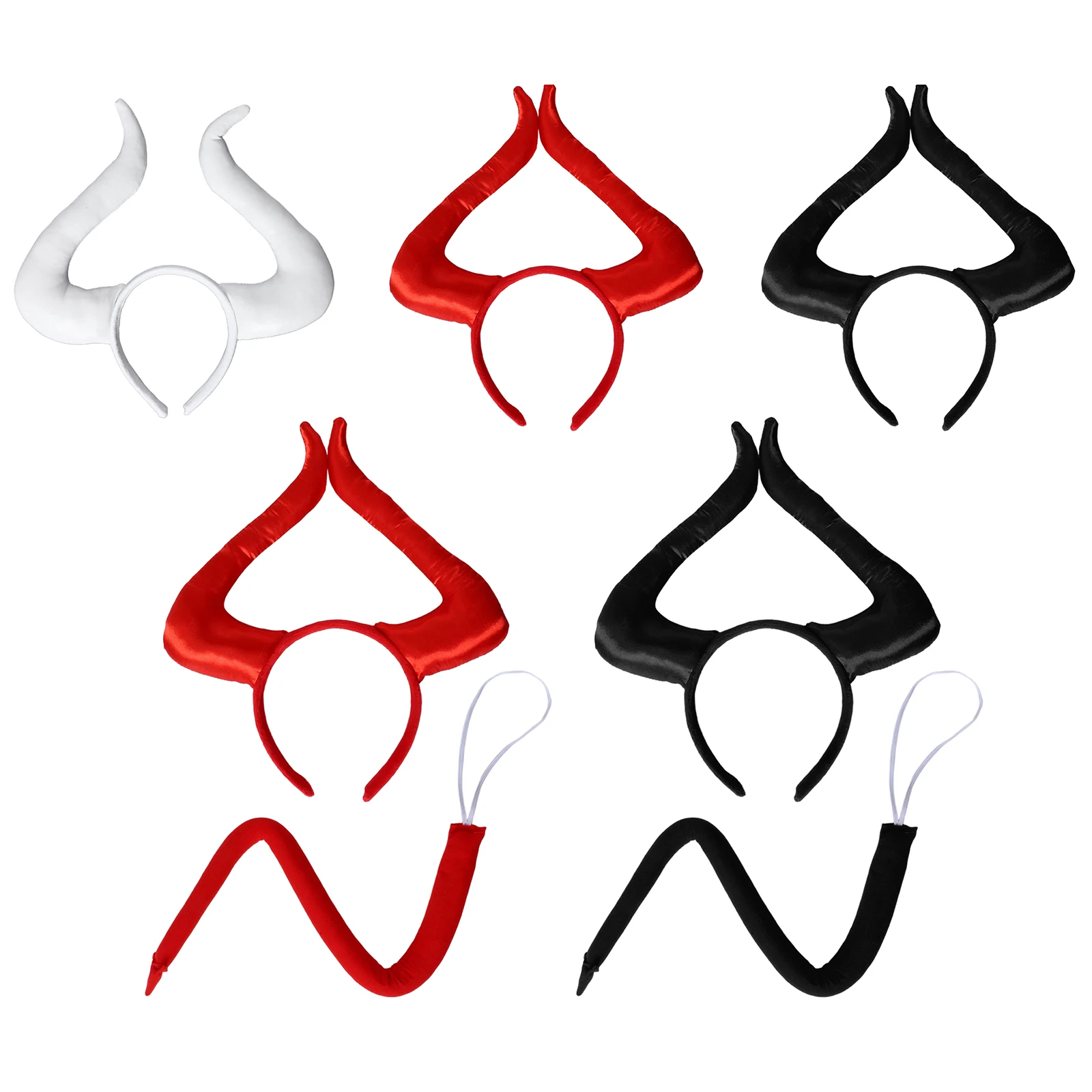 Accesorio de Cosplay Unisex para niños y adultos, diadema de cuerno de Color sólido con cola de punta Triangular, suministro para Festival para Carnaval de Halloween