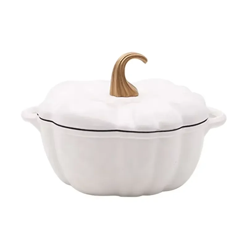 New Design 22 24cm Special Shaped Enamel Cast Iron Pumpkin Casserole with Lid Saucepan Soup Pot