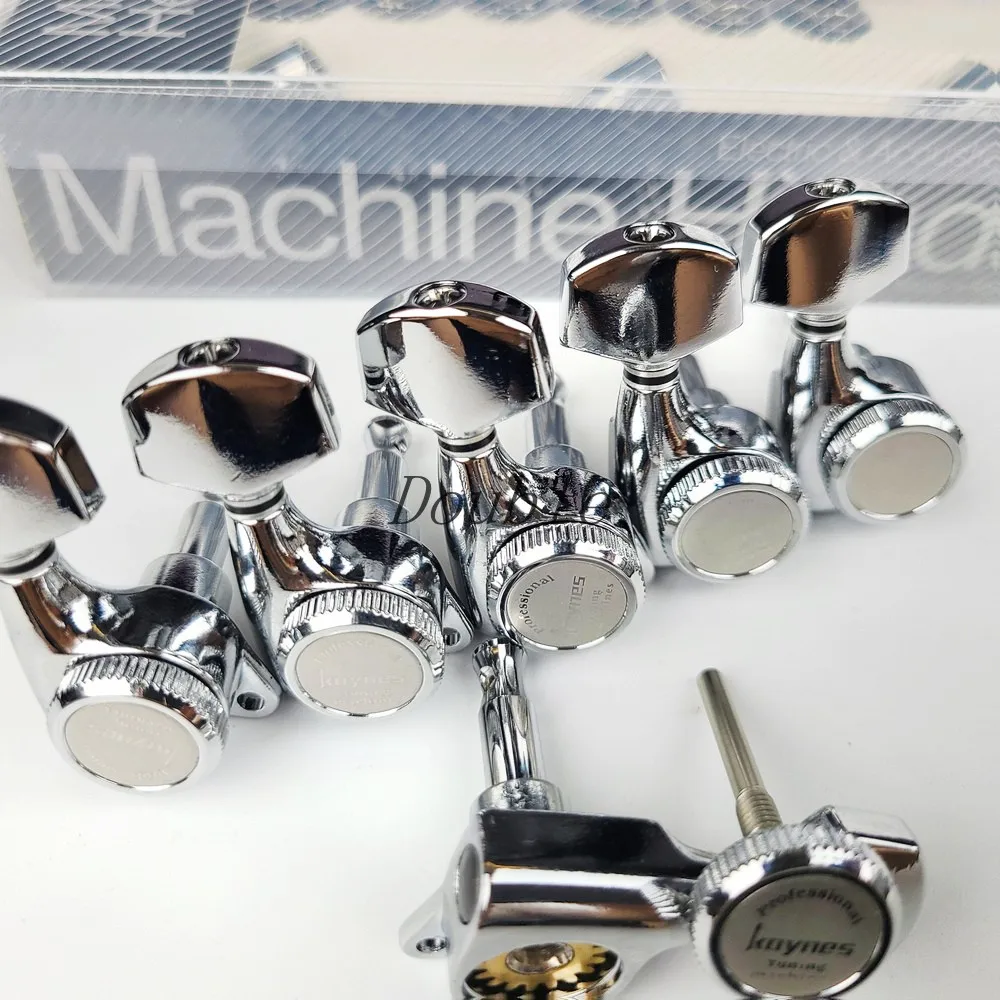 Package 1 set of Kaynes 3R3L locking electric guitar head LP SG electric guitar locking string tuning pins silver