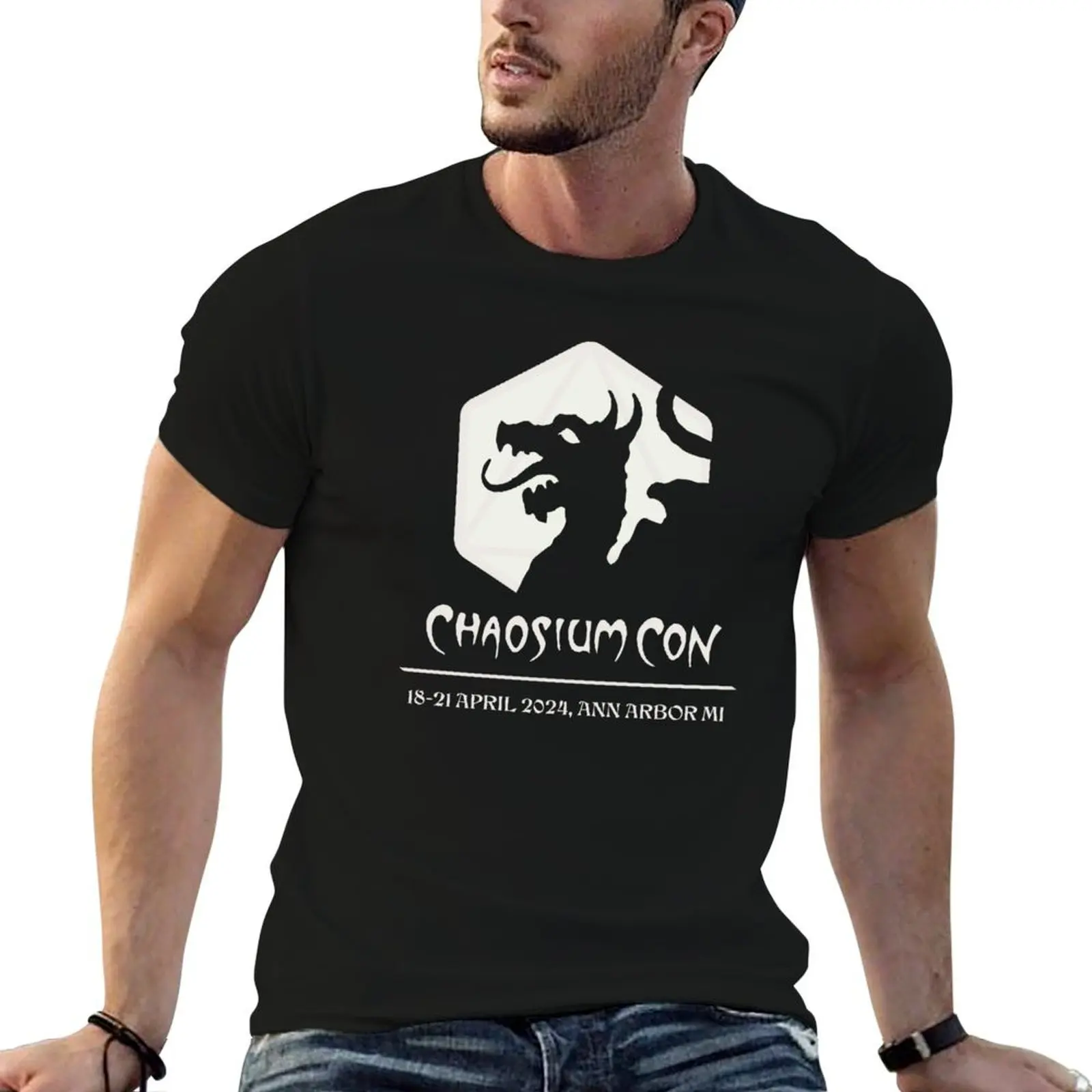 

Logo White Chaosium t - Official shirt Con shirts T-Shirt t high cotton graphic quality man 2024 T-Shirt