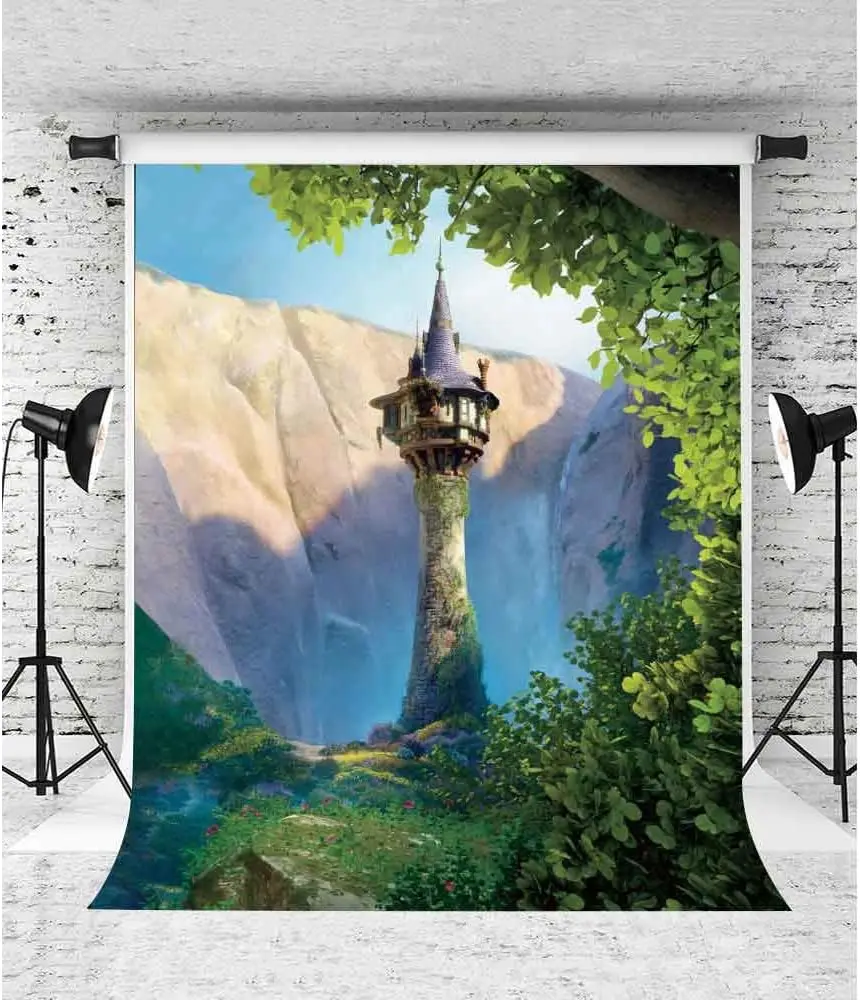 Cartoon Princess Tower Photography Backdrop Fairytale Story Rapunzel Background Baby Shower Children Kids Birthday Party Decor