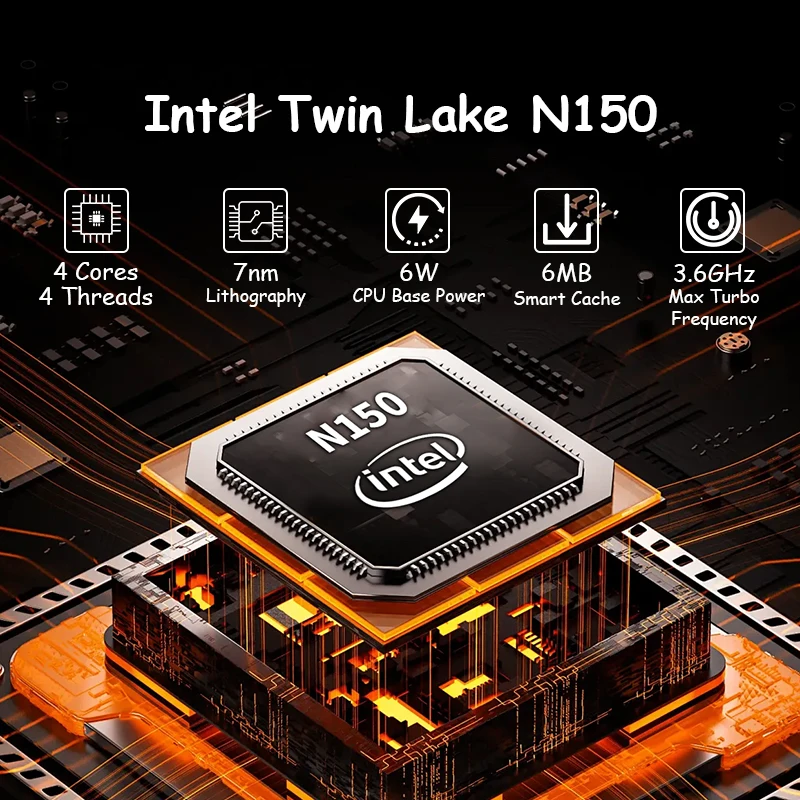 ASL N9E Portable Mini PC Intel Twin Lake N150 Windows 11 Pro 16GB DDR4 RAM 512GB NVMe M.2 SSD WiFi 6 BT 5.2 Desktop Computer