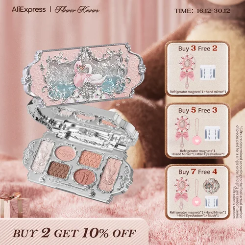 Flower Knows Swan Ballet Series Paleta de sombras de ojos de seis colores Brillo mate delicado