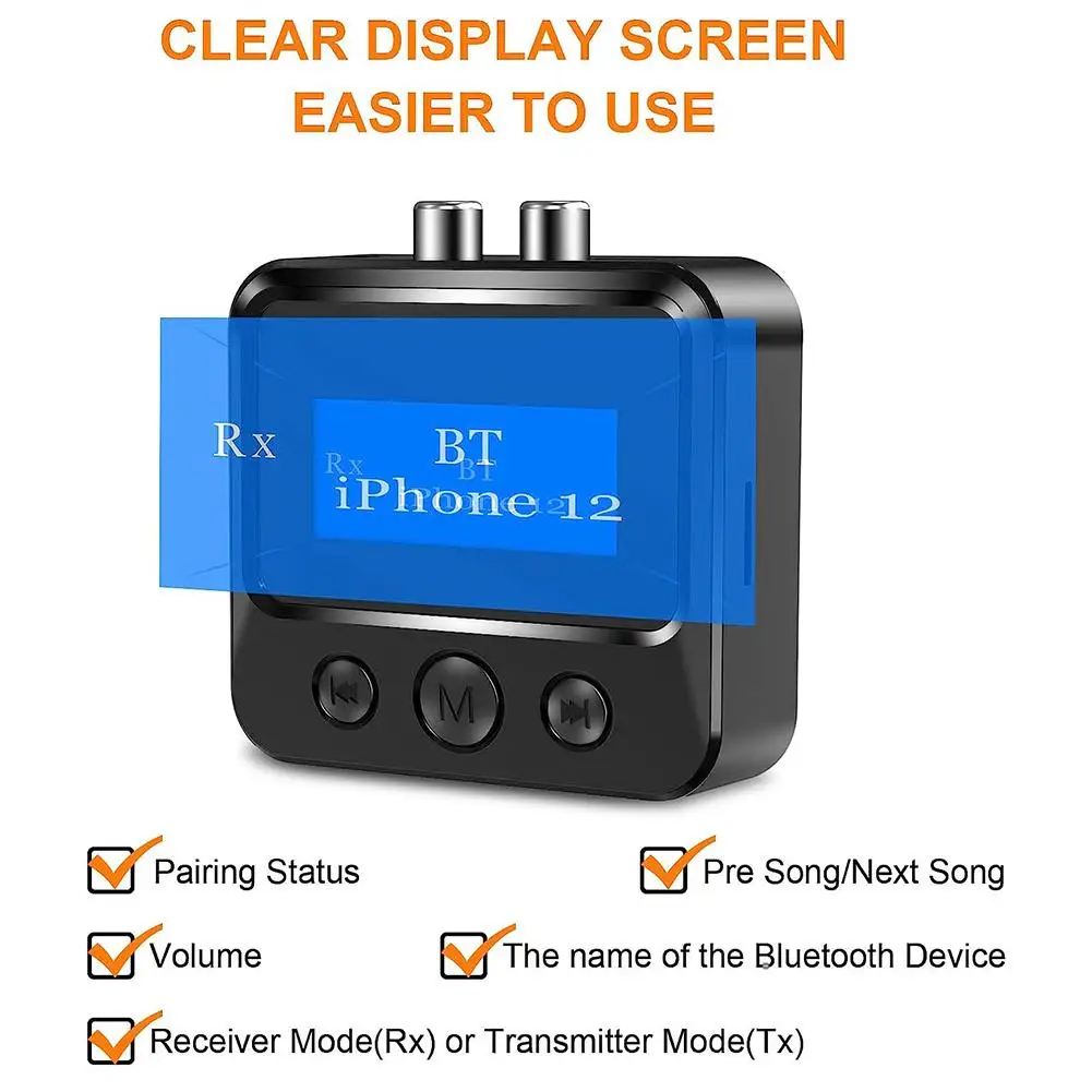 C39S Wireless Transmitter Receiver With LCD Display TF Card/RCA/3.5mm AUX Output Audio Adapter For Home Theater