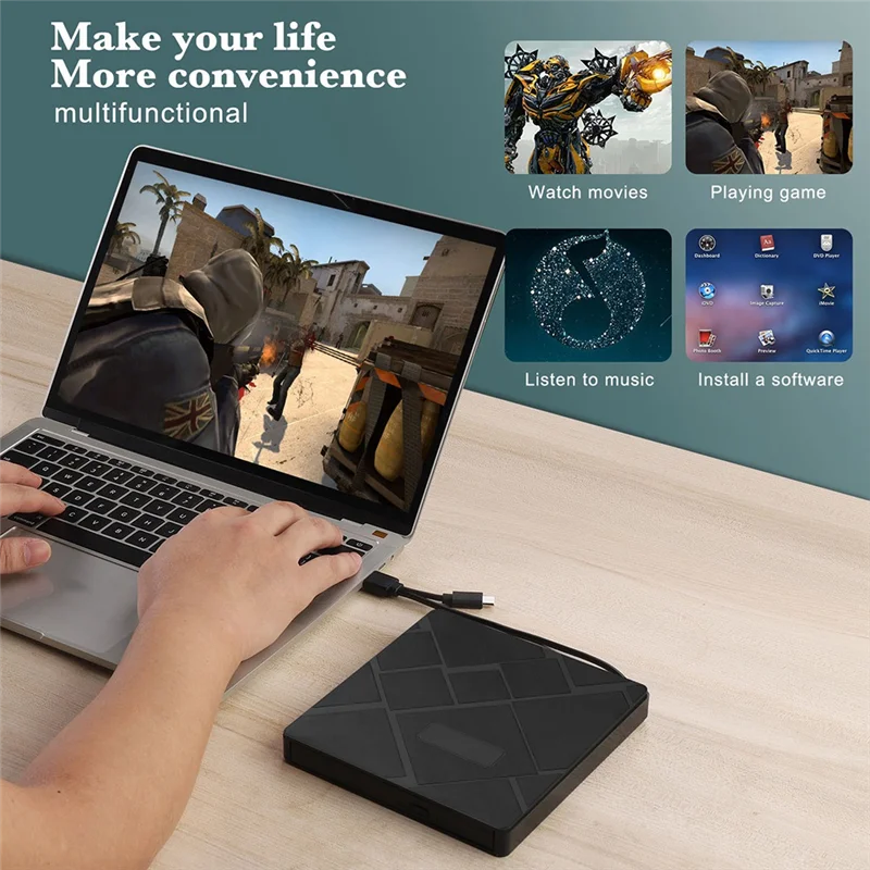 

Новый внешний оптический привод 5-в-1 USB 3.0 Type-C: DVD-рекордер, проигрыватель, кардридер (SD/TF) и USB-слоты, оптический привод RW CD/DVD