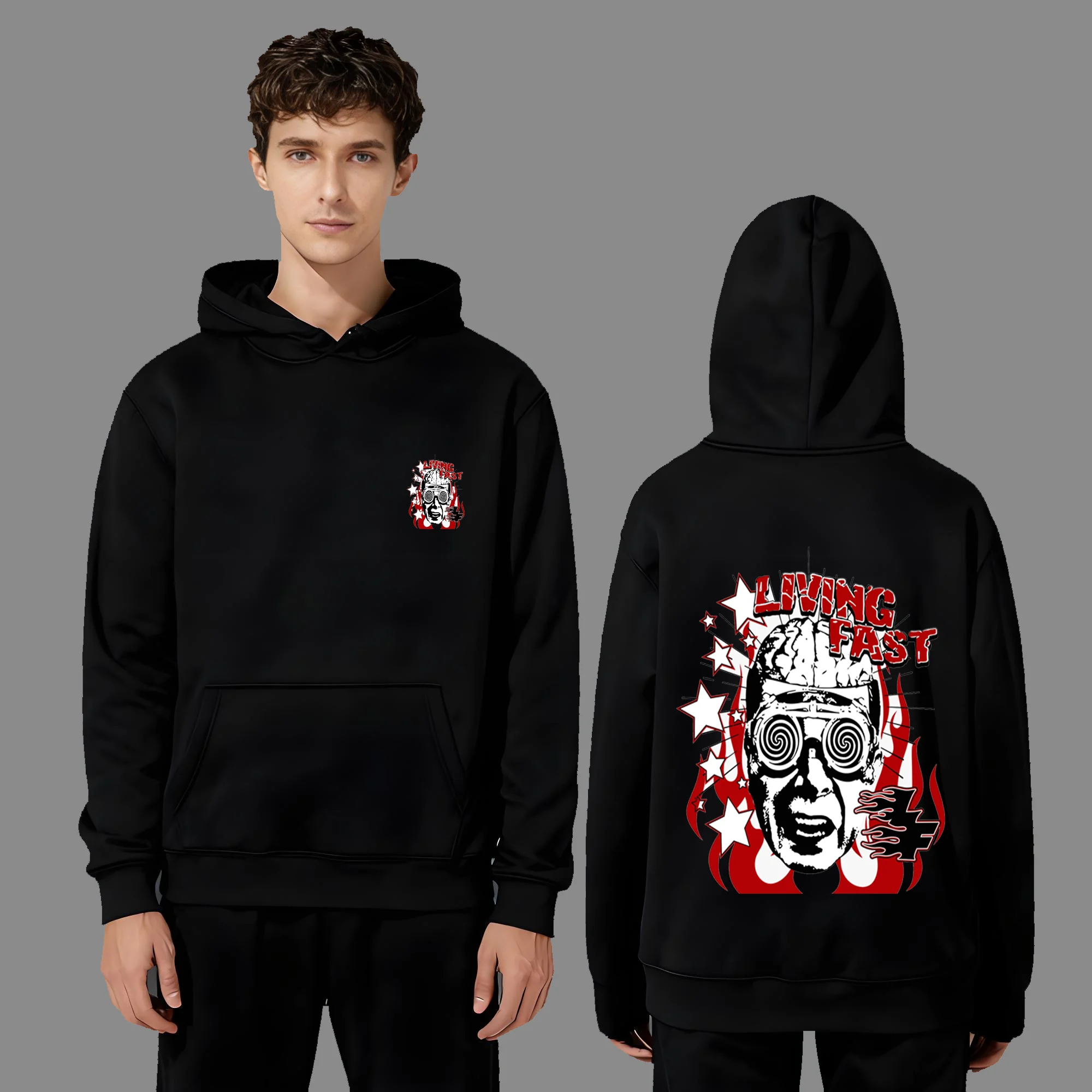 

The latest fashion and casual 330-gram heavyweight men's and women's hoodie from 2025featuring trendy letter and portrait prints