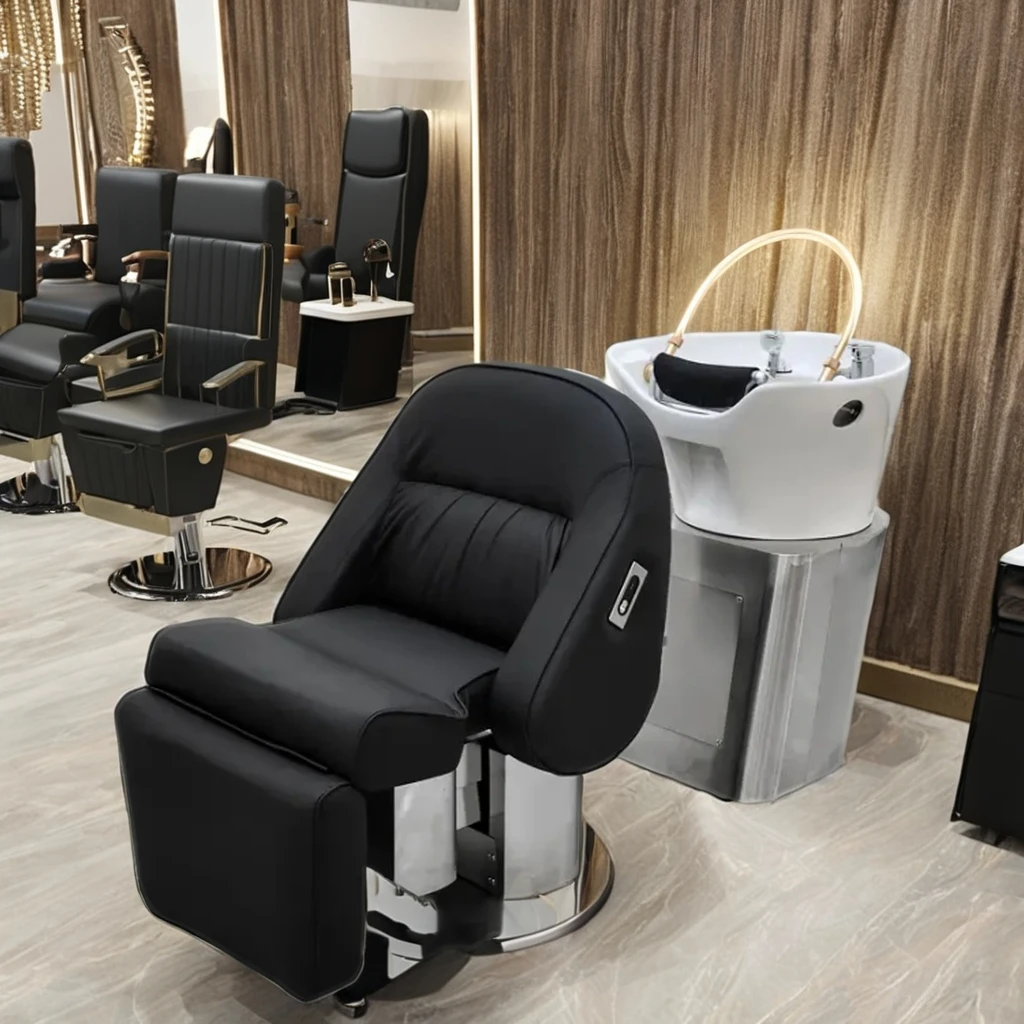 Newest Luxury Salon Shampoo Chair  Adjustable Height Metal Shampoo Chair  Hair Salon Shampoo Basin  Head Spa Chair