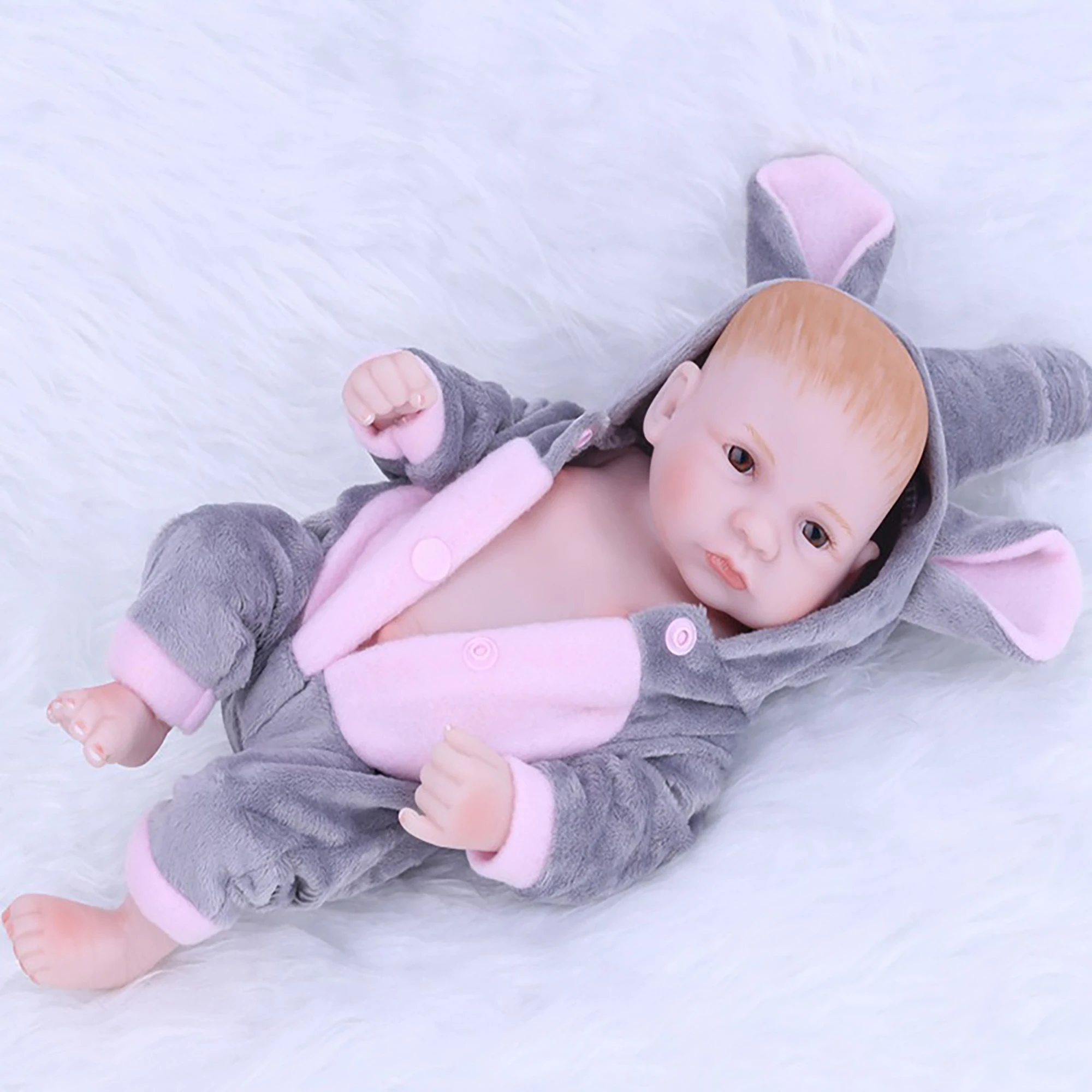 10-Inch Realistische Handgemaakte Reborn Mannelijke Pop Collectie Props Zachte Lijm Speelhuis Speelgoed 28 Cm Wit pak Pop 112