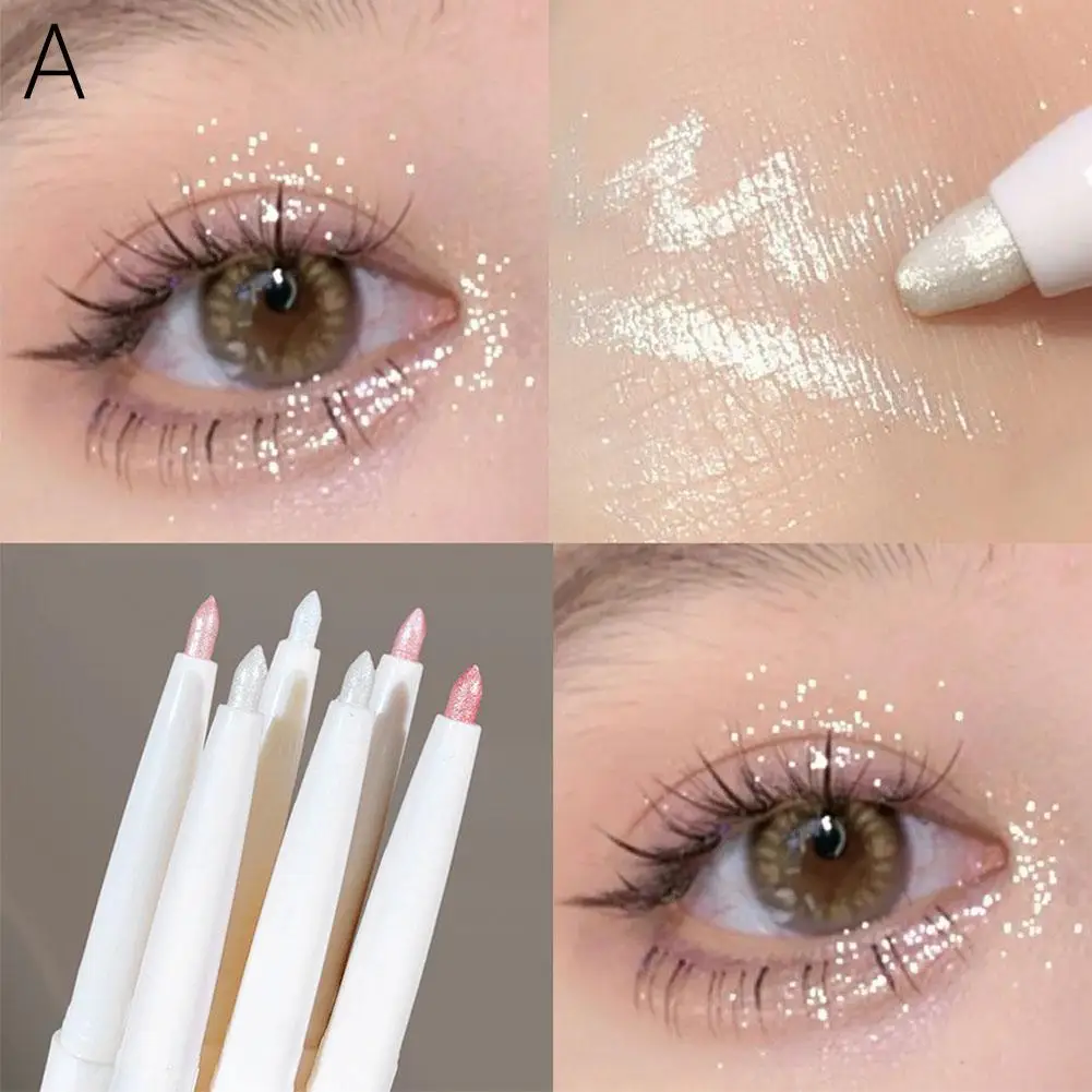 Pearly Glitter Eyeliner & Highlighter Pen - Waterproof, Sparkling Under Crease Eyeshadow Stick For Monochrome Eye Makeup