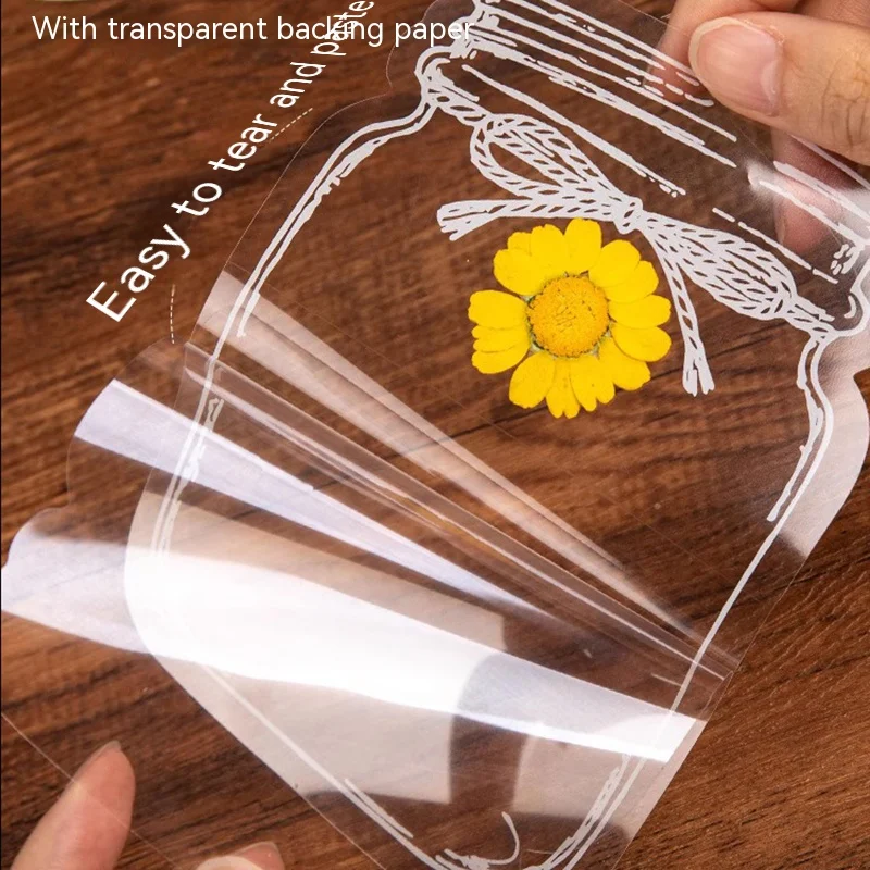 Imagem -05 - Flores Secas Transparentes Marca Adesivos Faça Você Mesmo Adesivos Estudantes Criativos Bookmarks Pet Handmade Plantas Presente Decorativo 20 Pcs 30 Pcs 40 Pcs 50 Pcs