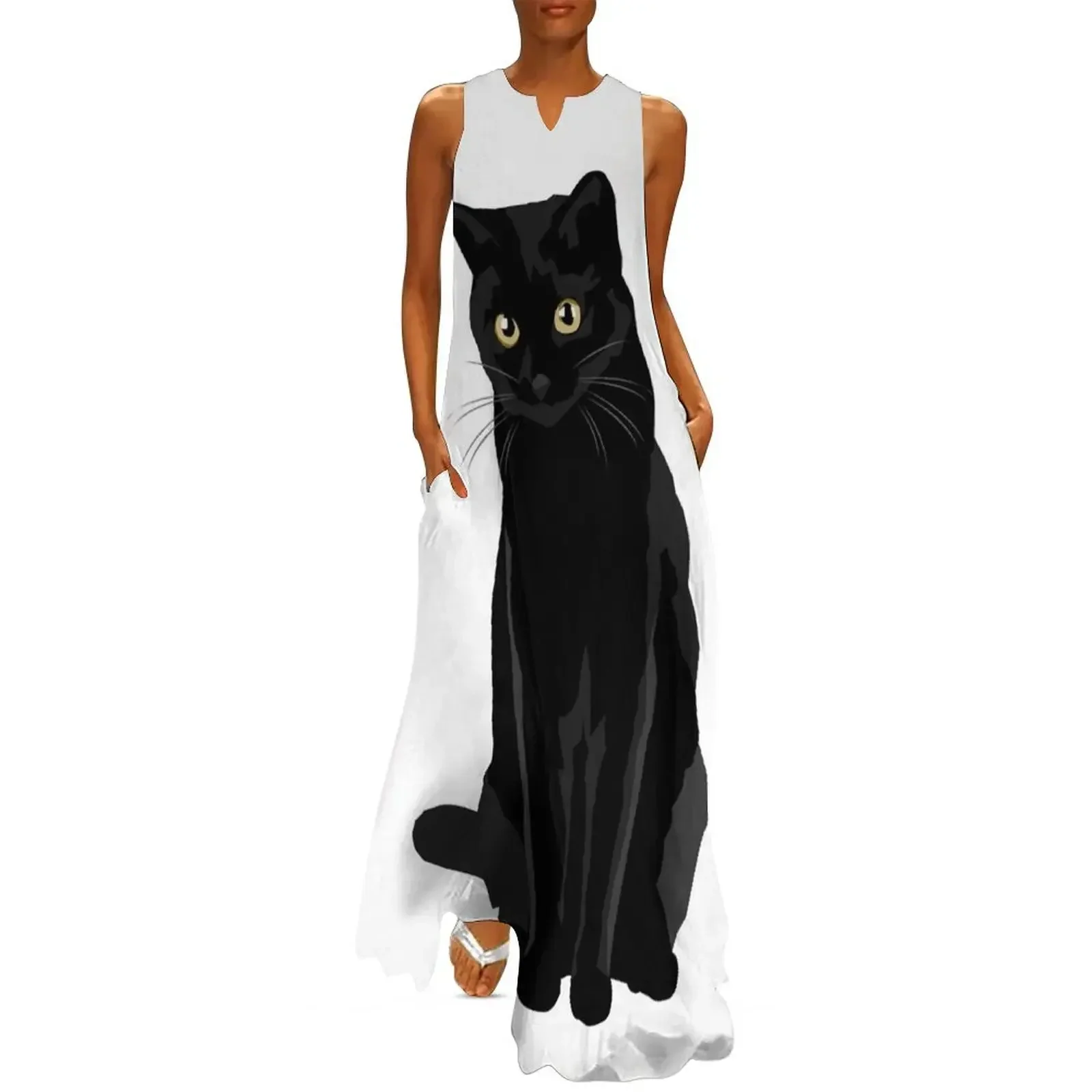 

Black Cat Long Dress Casual dresses loose summer dress Bride dresses african dresses for woman Dress