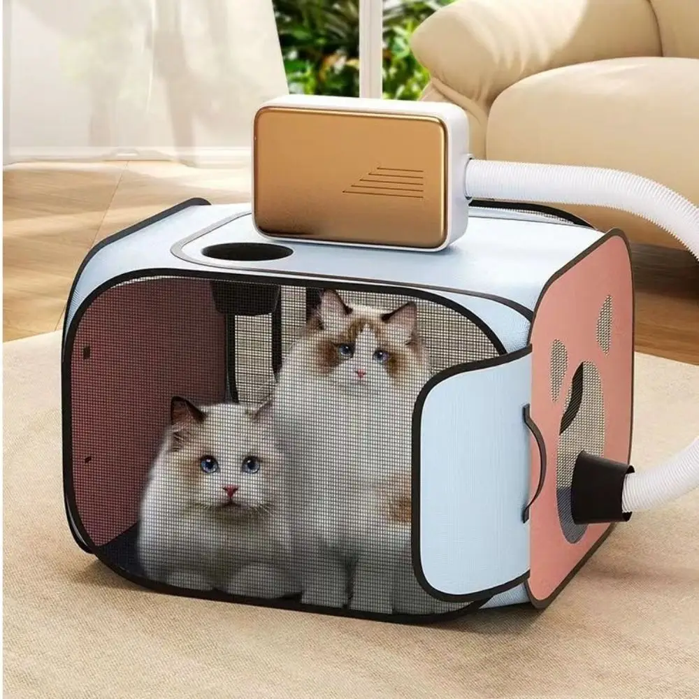 Hair Blowing Folding Cat Drying Oven Breathable Oxford Cloth Cat Hair Dryer Household Grooming Pet Drying Box Taking Showers