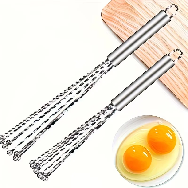 Stainless Steel Ball Whisk Set Manual Mixer Kitchen Whisk Wire Egg Whisk for Cooking Blending Whisking Beating Stirring