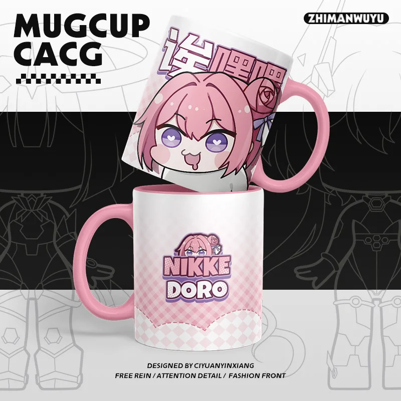 

NIKKE Game Water Cup Cute Doro Ceramics Mug Coffee Cup Hot Meme Funny Pattern Gaming Merchandise Ornament Creative Birthday Gift