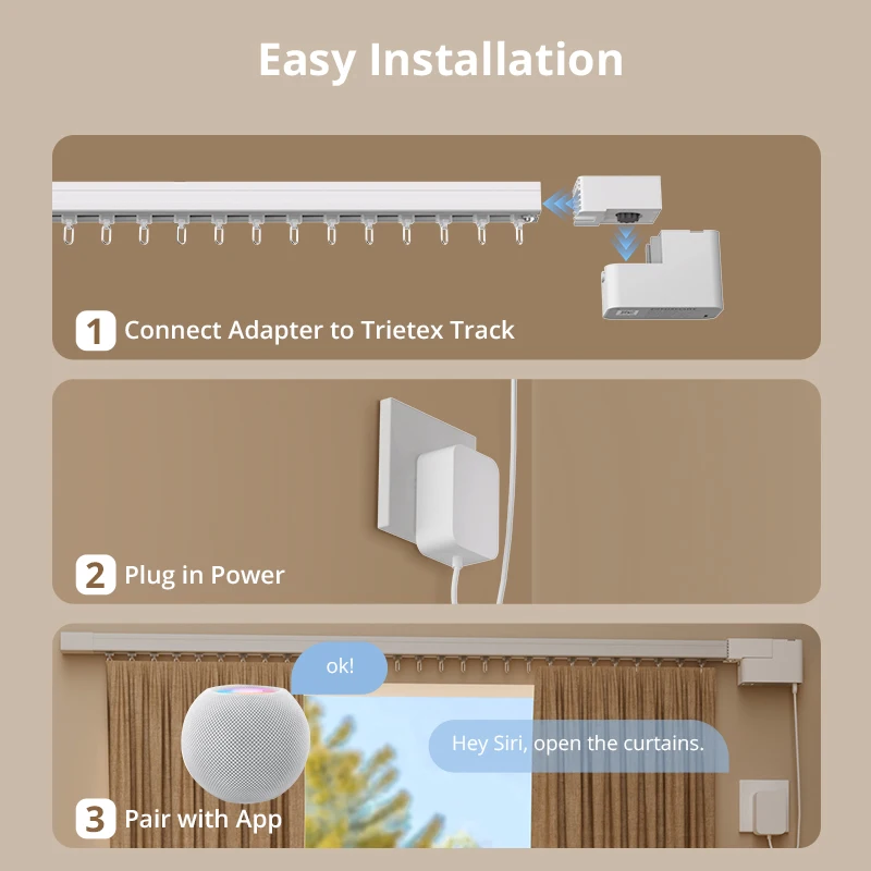 Matter Over WiFi Mini motore elettrico per tende per supporto pista Trietex Assistente domestico Smartthings Homekit Controllo Google Home