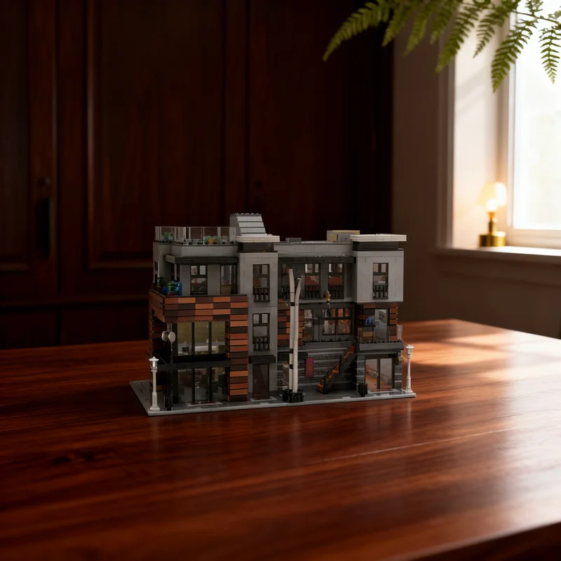 

5653 деталей MOC: Модульная модель городского пейзажа Downtown Lofts, строительные блоки, подарок для самостоятельной сборки, креативный коллекционный декор, премиум-класс для взрослых