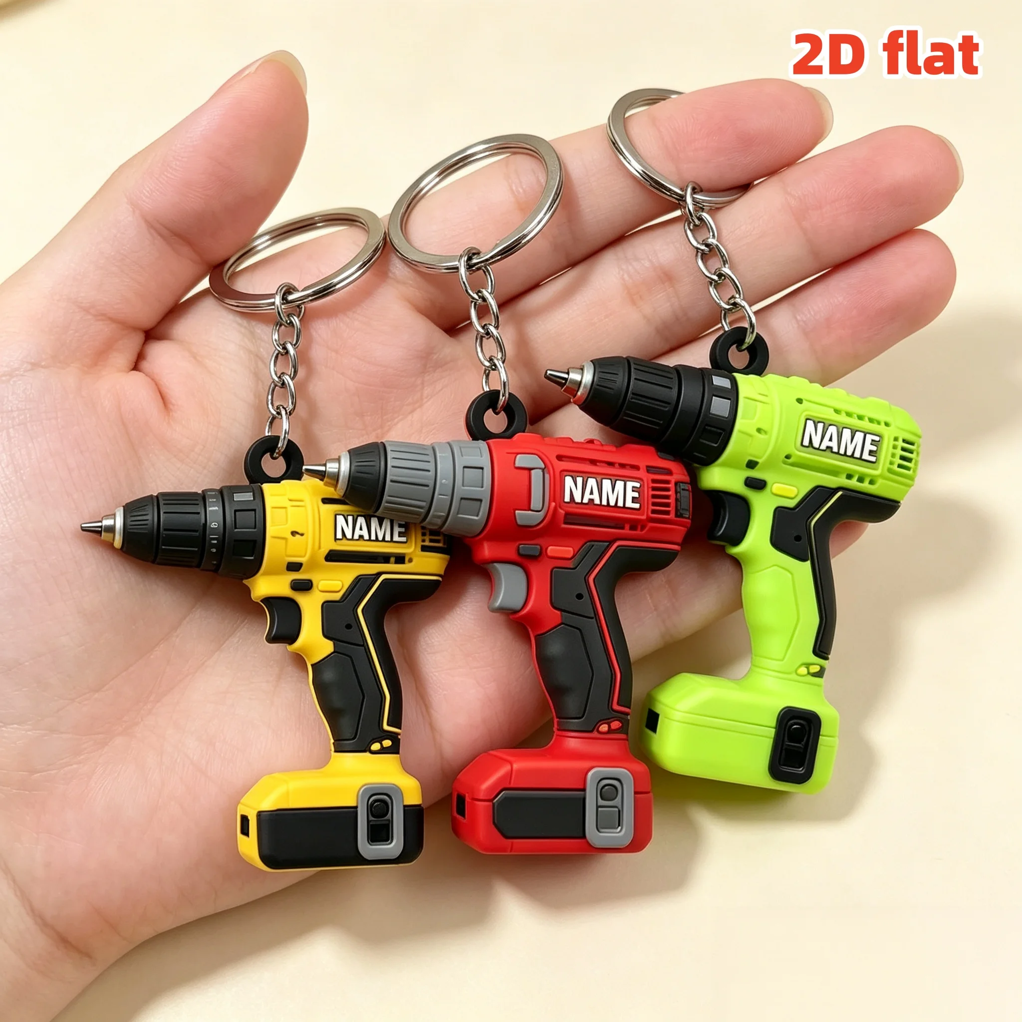 Power Tools Names - Portachiavi con Trapano Elettrico Personalizzato con