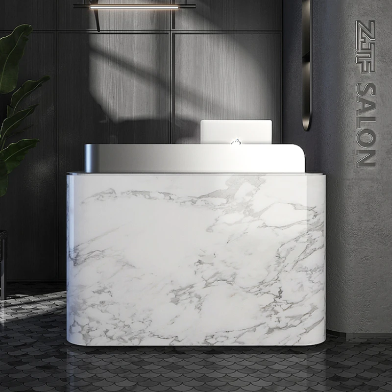 

Yintai Silver Mild Luxury Marble Beauty Simple Cashier Reception Desk