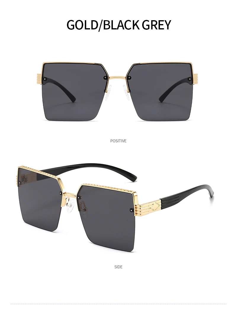 Neue Halbrahmen-Quadrat-UV-Schutz-modische Sonnenbrille Unisex Street Style Vielseitige Sonnenbrille 1205 – Detail 17