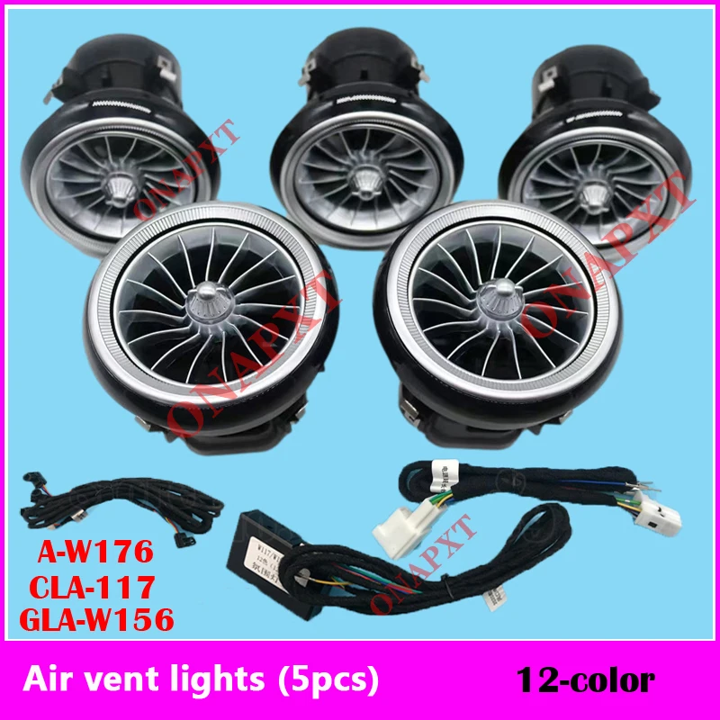 لبنز A W176 B W246 CLA 117 GLA 156 ل AMG MB Led ديكور الباب لوحة التوربينات الهواء تنفيس فوهة مصباح المحيطة مجموعة ضوء