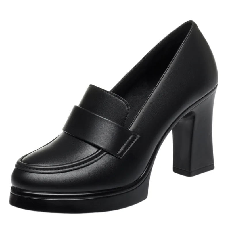 

Модные универсальные удобные туфли-лодочки на толстой платформе 6 см 9 см, женская обувь, осень 2024, туфли на высоком каблуке с глубоким вырезом, модель платья