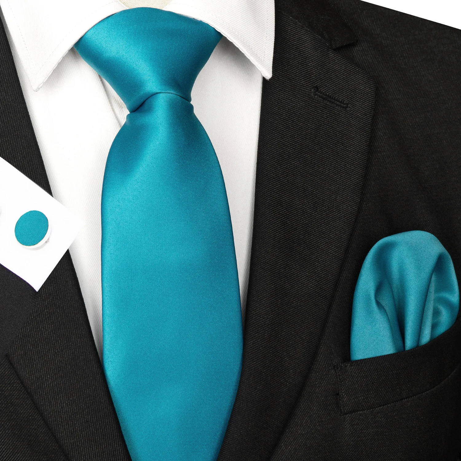 30 verschiedene Farben, solide Polyester-Krawatten für Herren, Einstecktuch, Manschettenknöpfe, Geschenk, Hochzeits- und Party-Accessoires, 8cm Krawatten-Set, kostenloser Versand – Detail 18