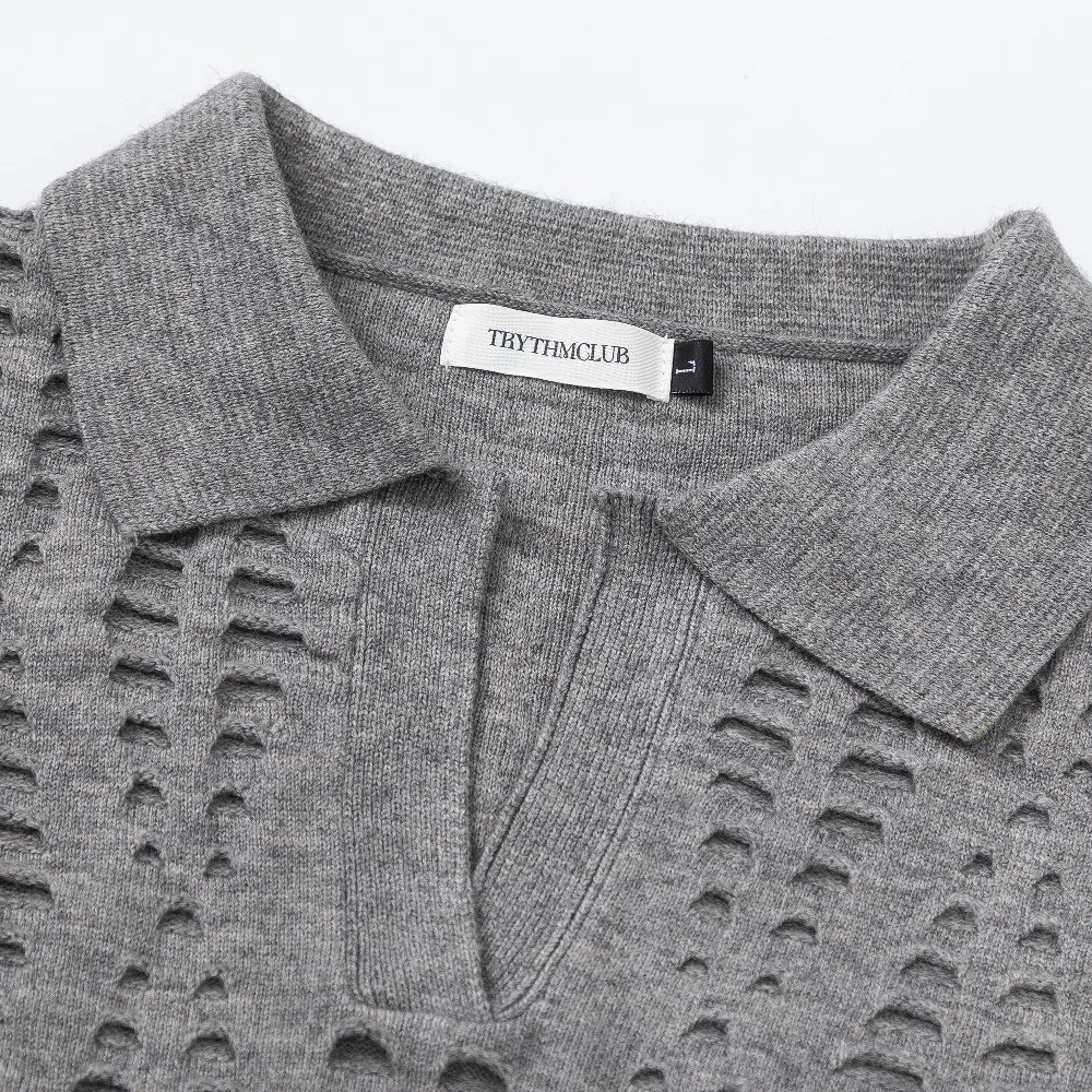 

Frayed Ripped Holes Long Sleeve Winter Fall Kintwears Vneck Oversized Goth Sweaters for Women Men Punk Y2k Streetwear Pullover