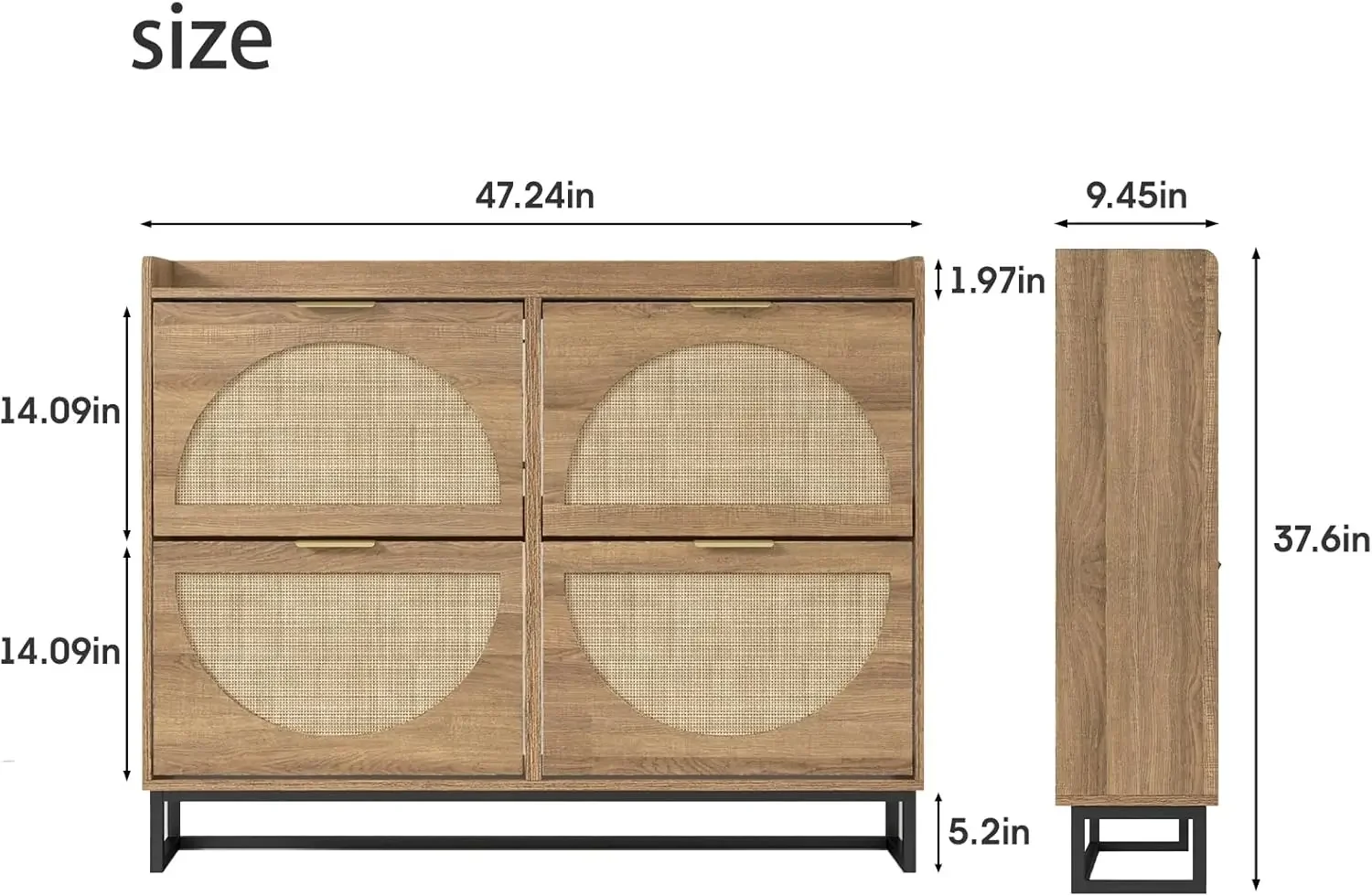 Shoe Storage Cabinet with 4 Flip Drawers, Freestanding Shoe Organizer with Metal Legs for Entryway, Hidden