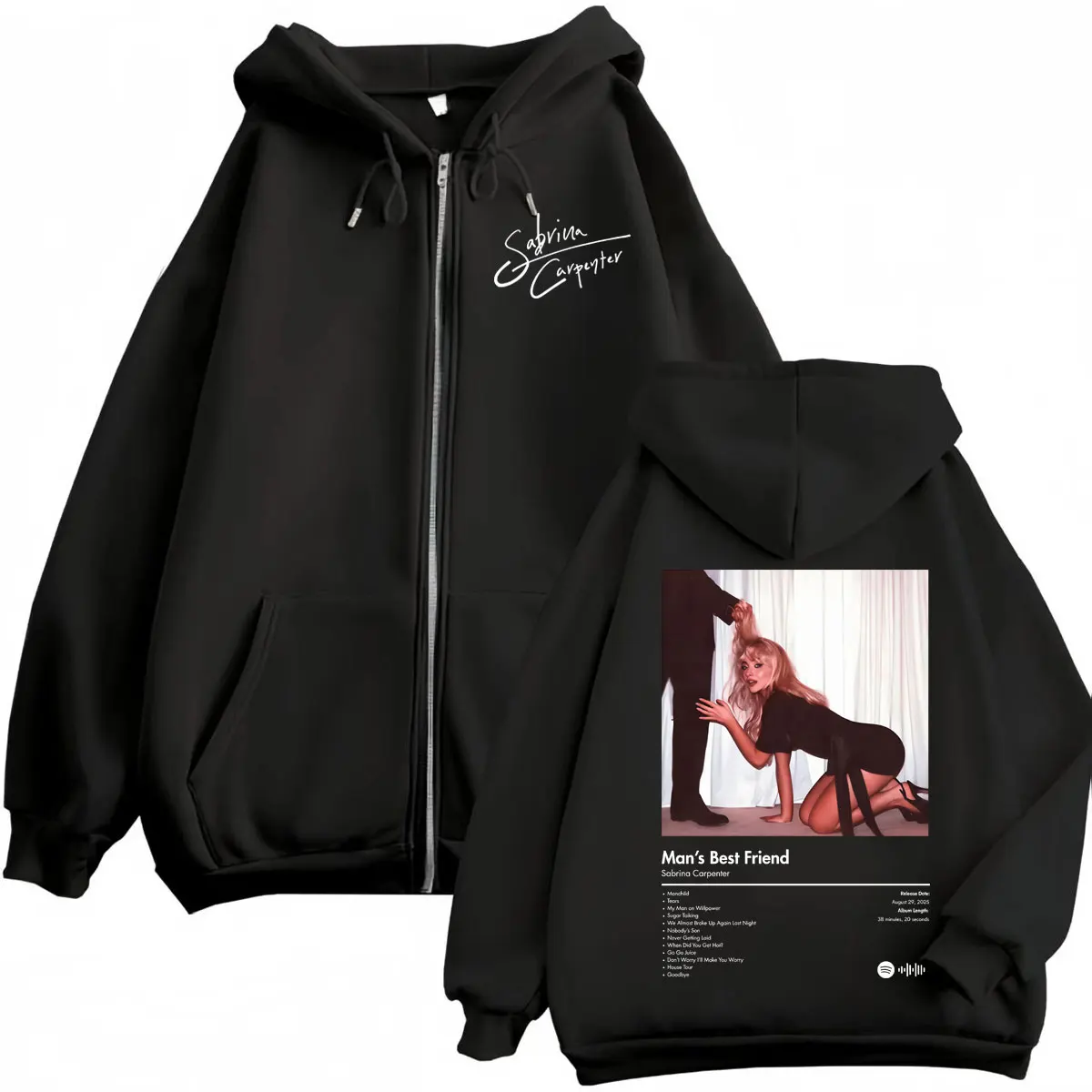 

Sabrina Carpenter Man's Best Friend Album Zipper Hoodie Fashion Pop Music Zip Up Pullovers Unisex Casual Long Sleeve Sweatshirts