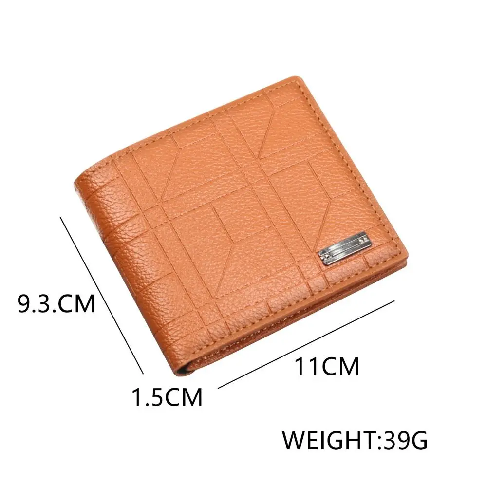 New PU Leather Men's Short Wallet Two-fold Large Capacity Retro Coin Purse Black Coffee Multiple Pockets Men Women