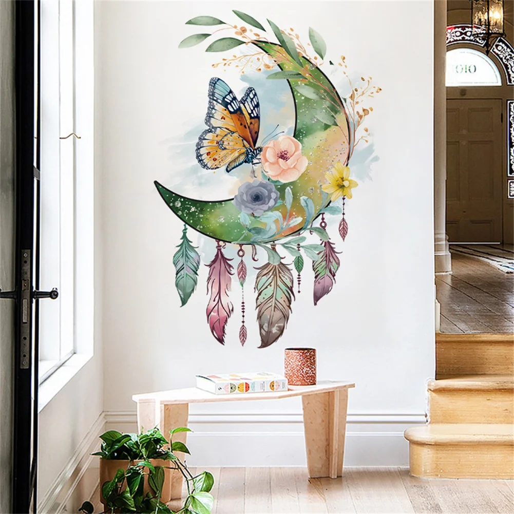 PVC Butterfly Dream Catcher Modern Minimalist Wall Sticker Wall Decal Wallpaper Home Decor For Bedroom Living Room (30x60cm)