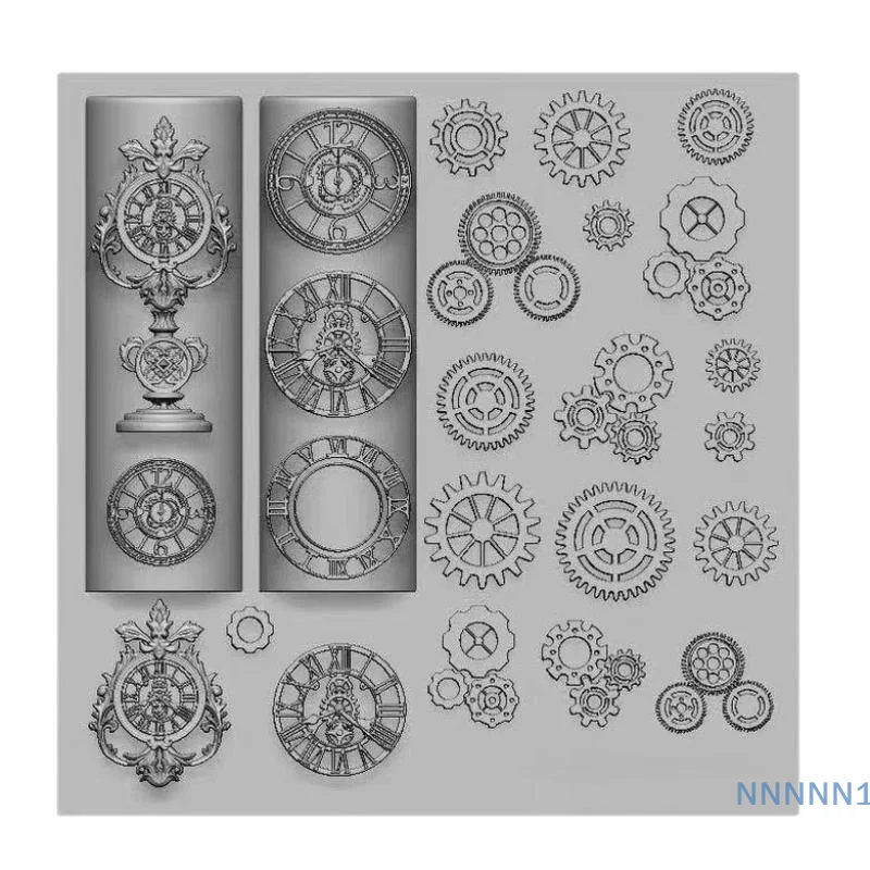 Moule 3D avancé en Silicone pour Nail Art, conception d'engrenages d'horloge, outil de manucure à breloques DIY