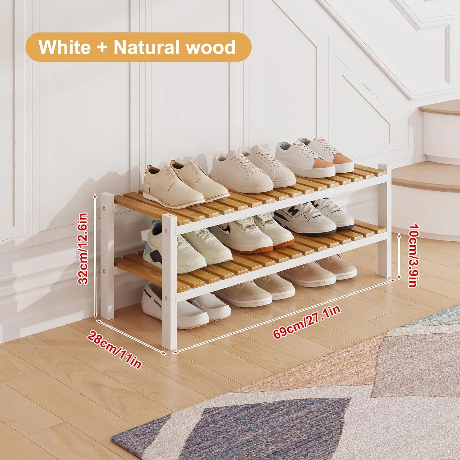 Combohome Bamboo Wooden Shoe Rack Storage Display Stand 2-Tier Shelf Shoe Rack Designs