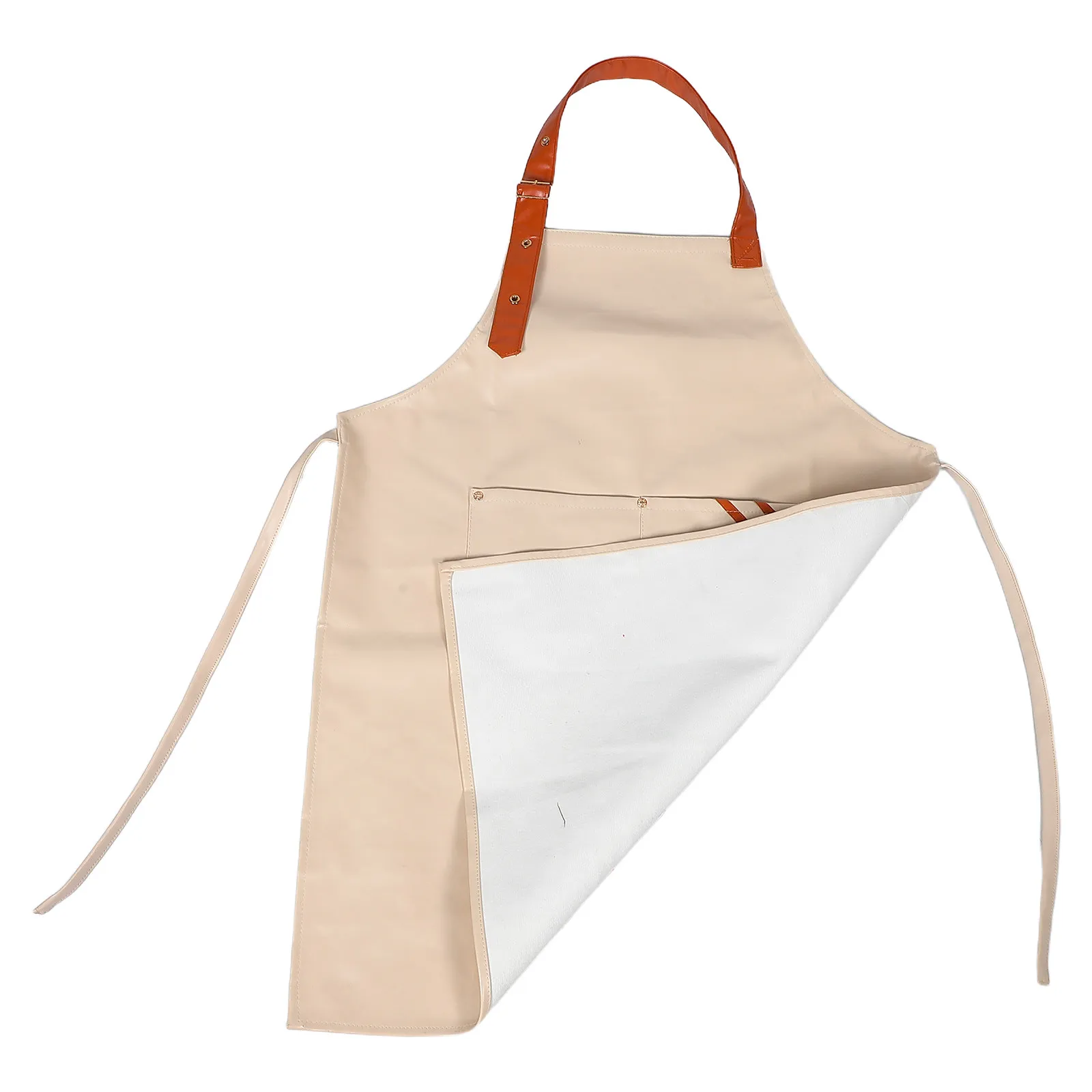 

Waterproof Oilproof Apron Soft PU Kitchen Cooking Dishwashing Apron with Pockets for Home Restaurant Use