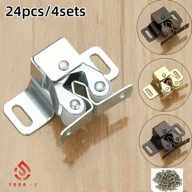 YUANJ Wardrobe Door BuckleThe Bead Magnetic Dual Wheel Spring Fixed Lock Buckle Low Foot Cabinet Door Buckle Hardware Accessorie