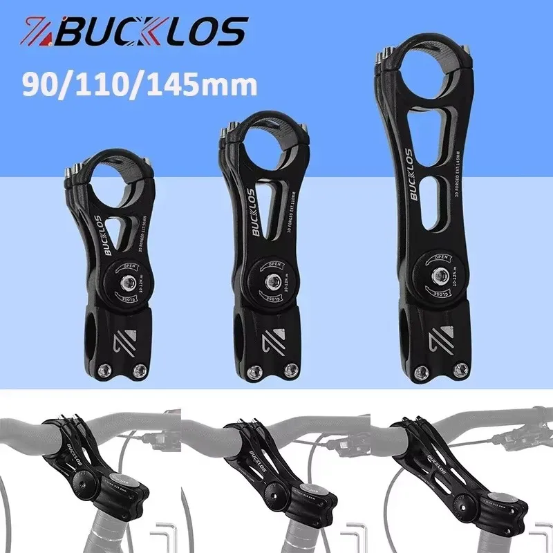 

BUCKLOS Bike Handlebar Mtb Stem 31.8mm Adjustable Bicycle Stem Ultralight 90-145mm for 28.6mm Fork Road Stem City Cycling Table