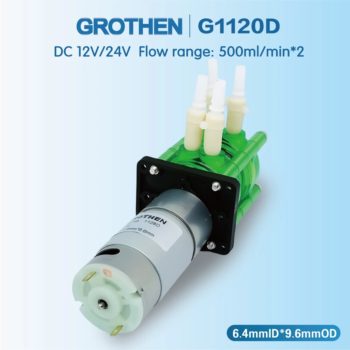 

Перистальтический насос с двойной головкой, 12 В/24 В, большой расход, устойчивый к коррозии, простой в установке титаночный насос, трубка BPT, 700 мл/мин * 2