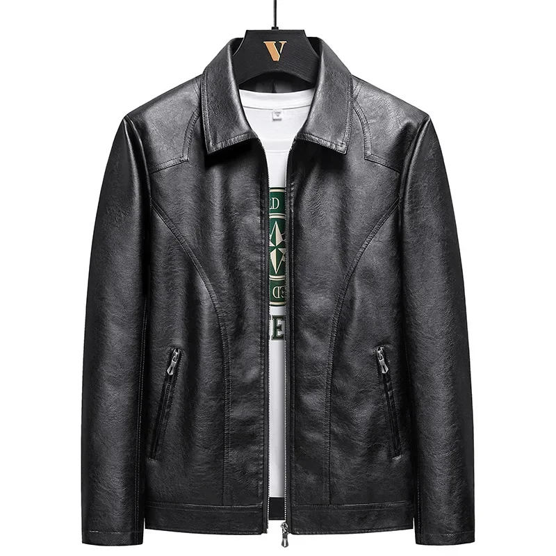 Men's Leather Jacket Patchwork Motorcycle Jacket Leather Jacket Fashion Trend Rider Zip Coats Casual Street Windbreaker 6XL 8XL