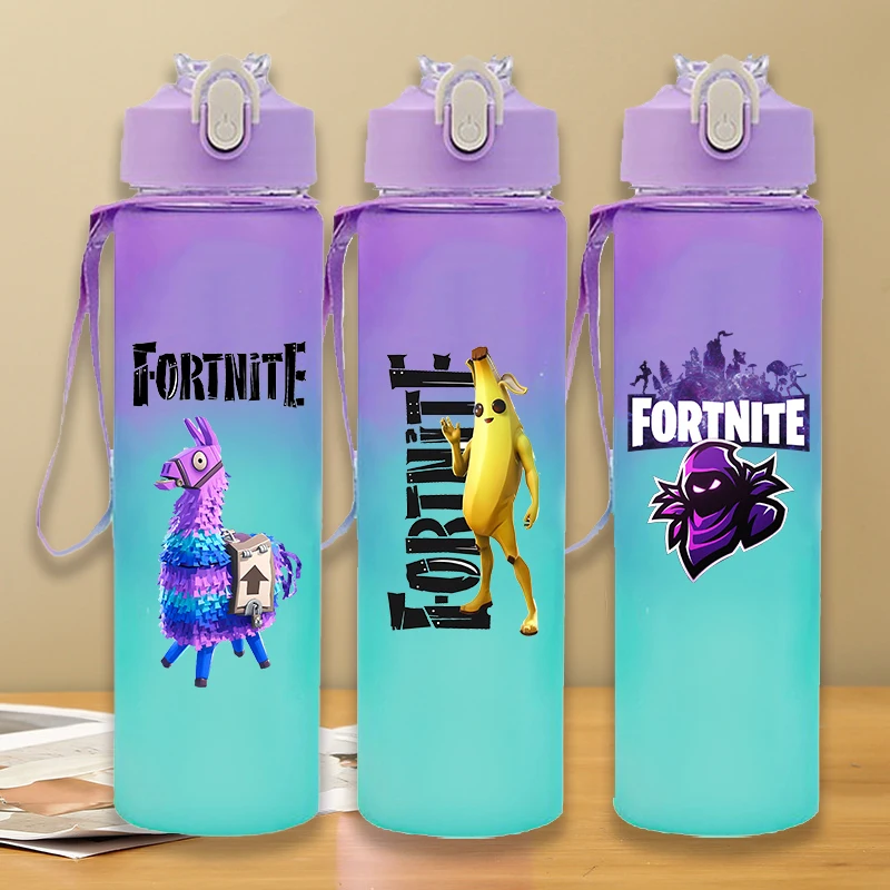 750 مللي Fortnite بنات بنين زجاجات مياه خارجية لعبة قلعة ليلة المحمولة شرب القش أكواب مياه الرياضة مكتب زجاجة جديدة