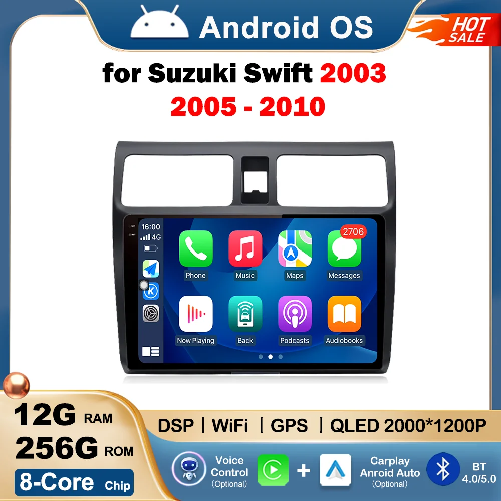 

10.1 inch for Suzuki Swift 2003 2005 2006 2007 - 2010 Car Mulltmedia Player GPS Navi Android OS Wireless Carplay DSP IPS Screen
