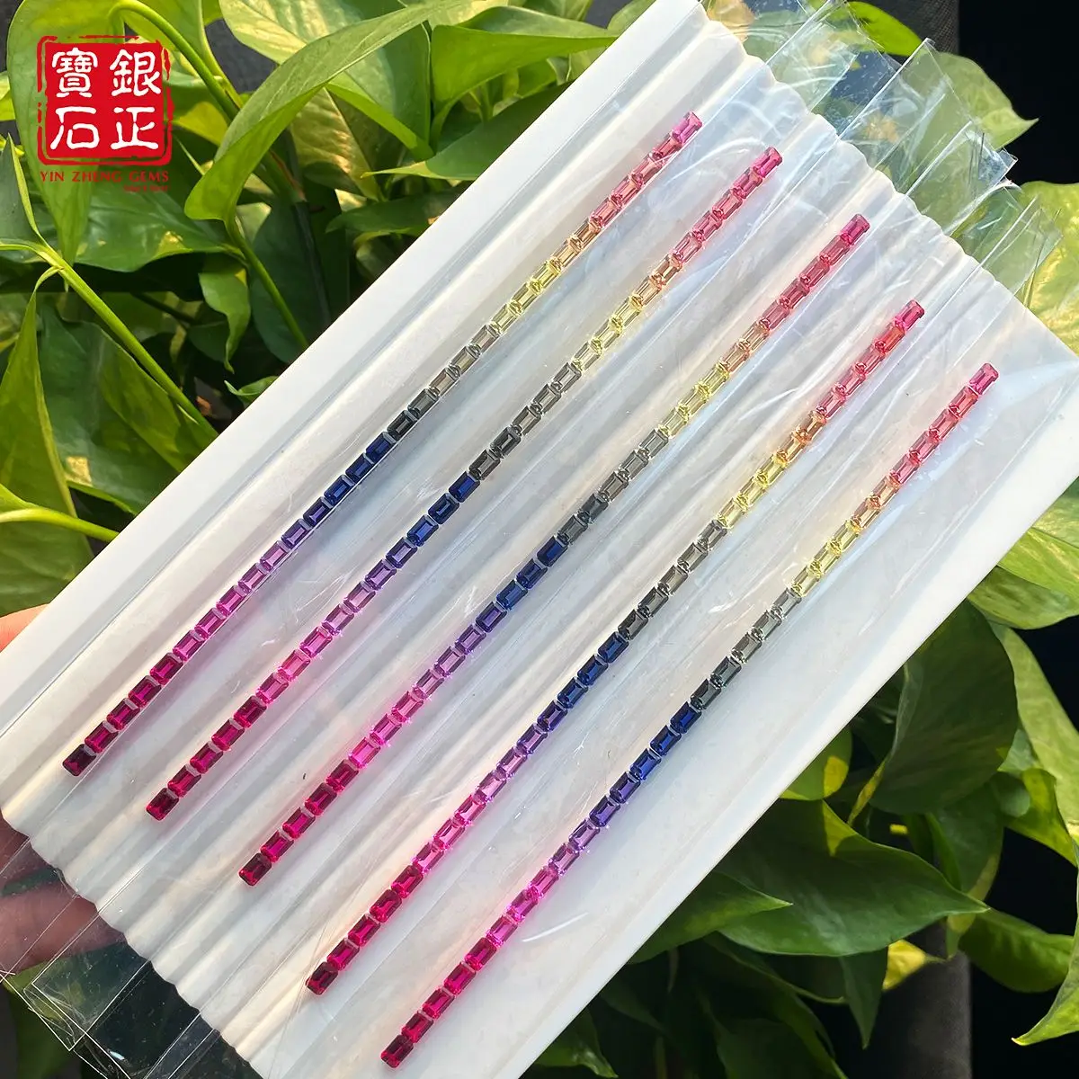 

Emerald Cut Lab Grown Rainbow Line Corundum Loose Gemstone 3x4mm 3x5mm 4x6mm Sizes For DIY Earrings Rings Fine Jewelry Making