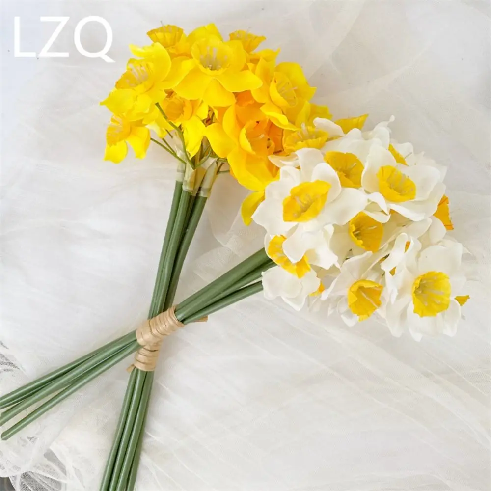 Paquete de 6 Flores de Narciso Artificiales Nuevas, Decoración para el Hogar y Bodas, Ramo de Narcisos Artificiales, Hermoso para Jardín
